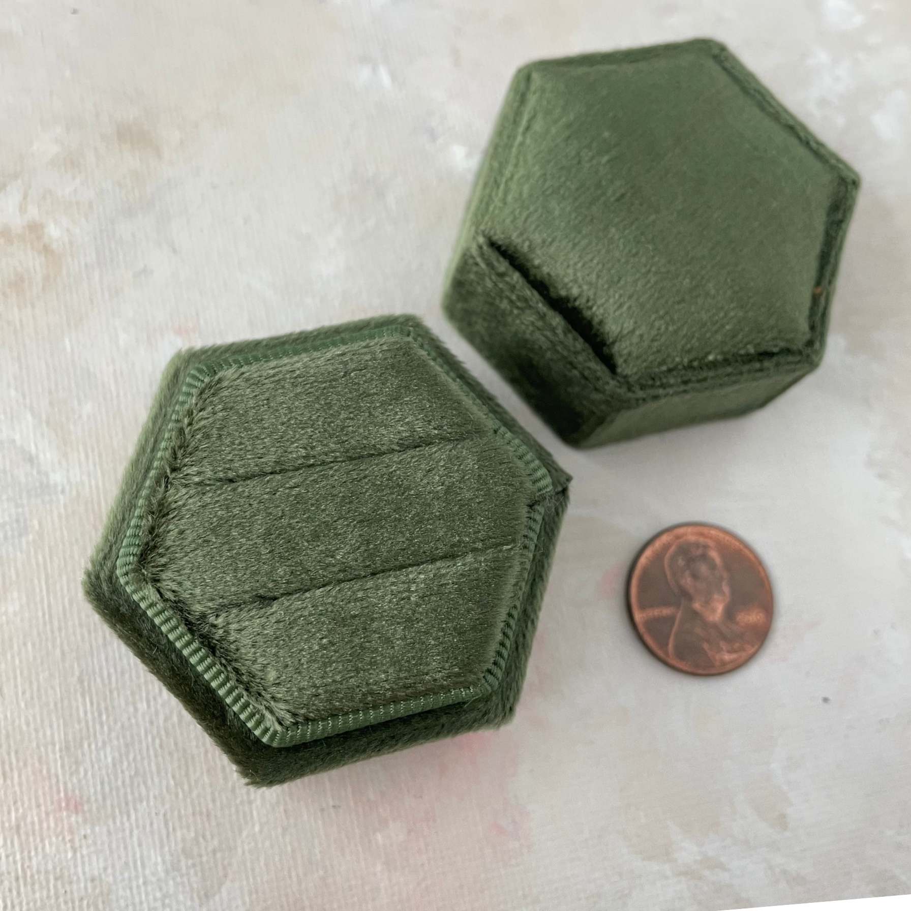 Olive Green Velvet Ring Box
