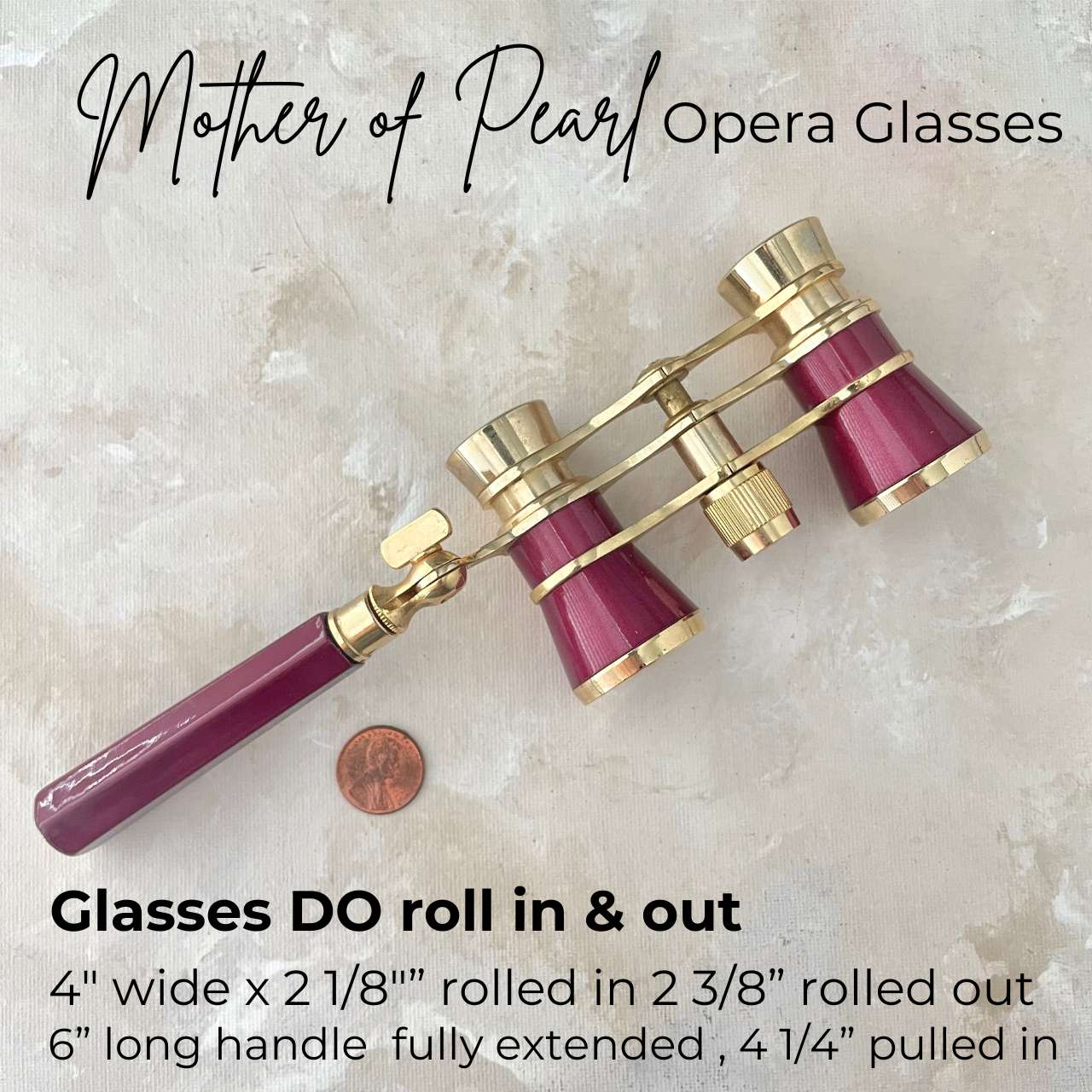 Magenta Opera Glasses with Handle