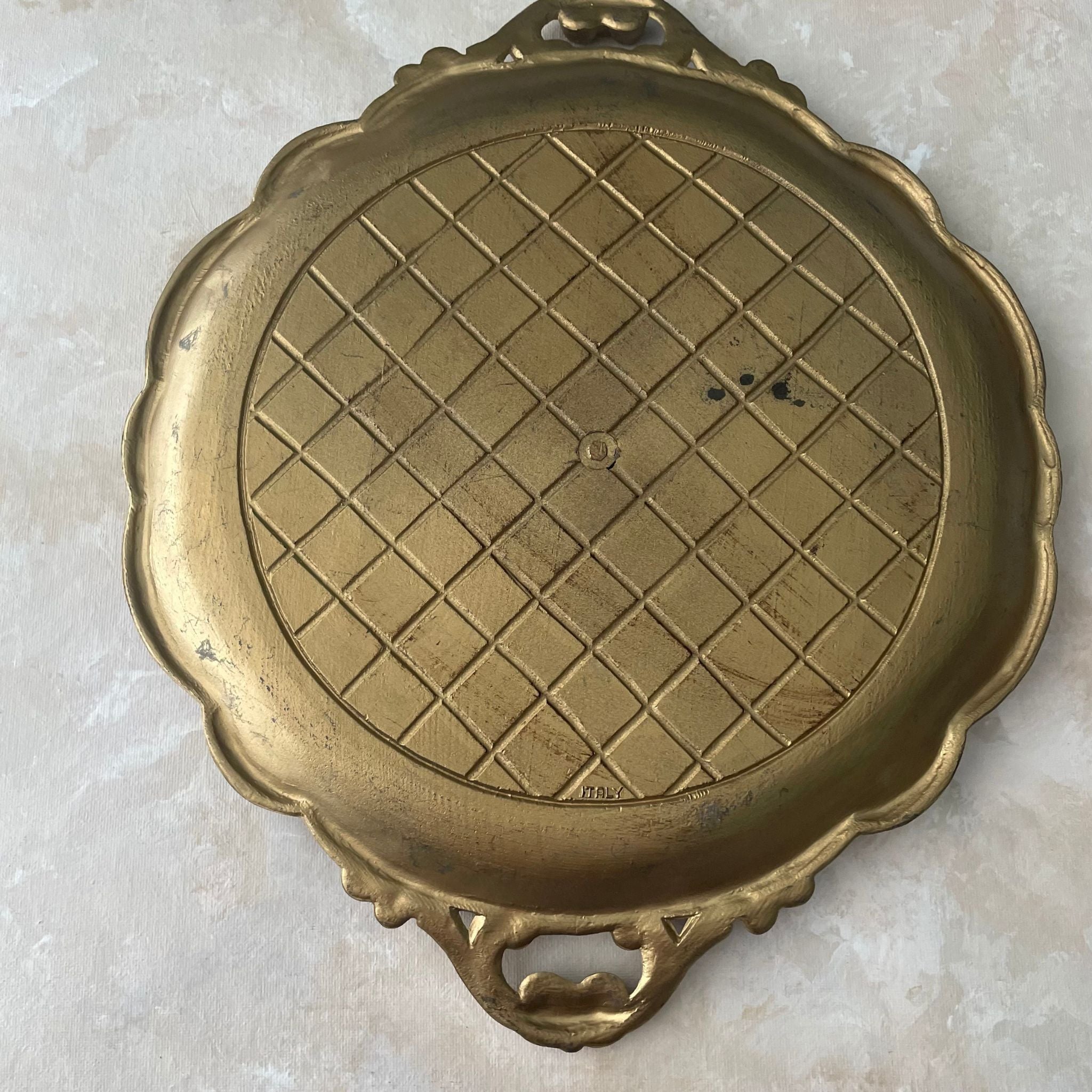 Gold Italian Florentine Round Vintage Tray