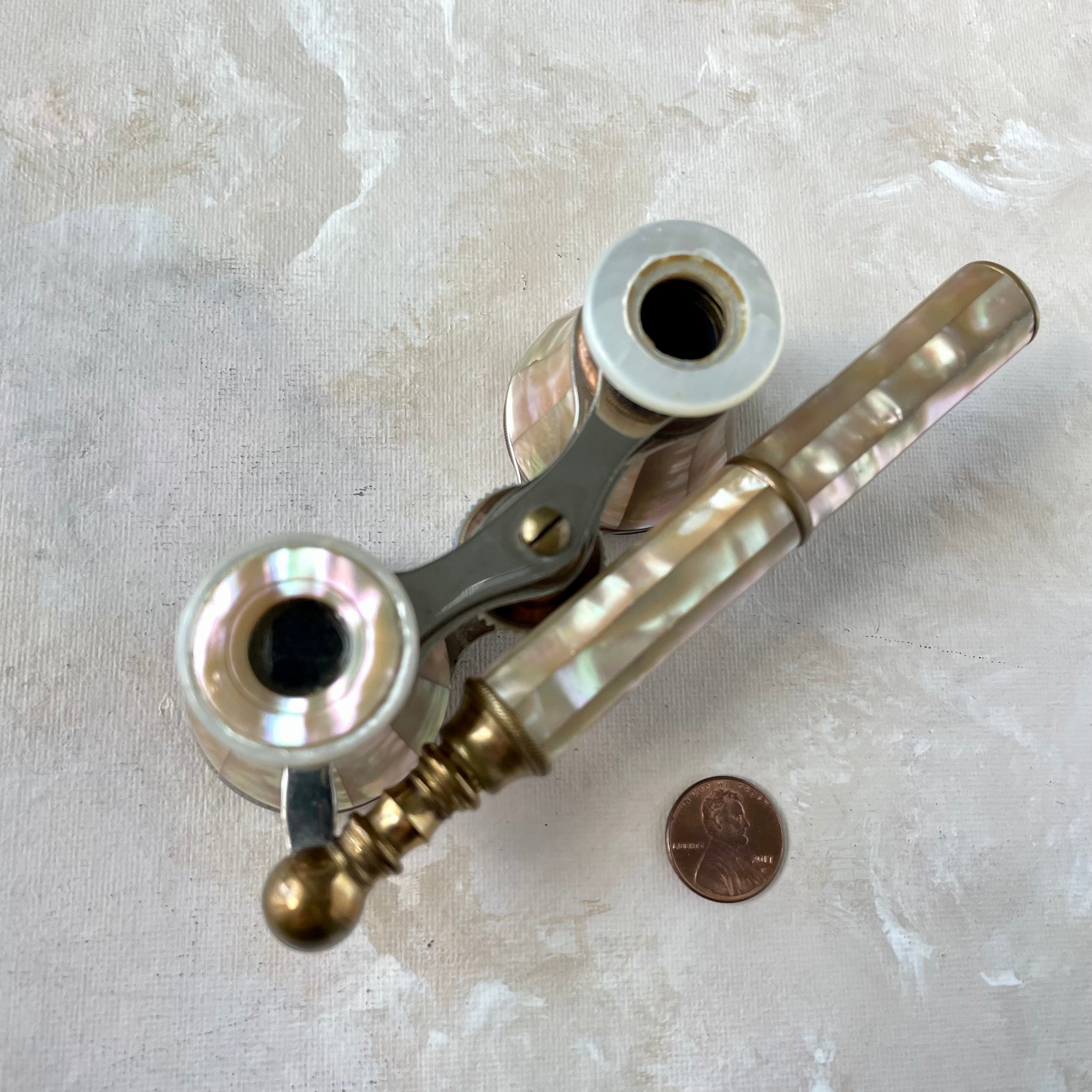 Gold Mother of Pearl Opera Glasses with Handle -  Opera Glasses