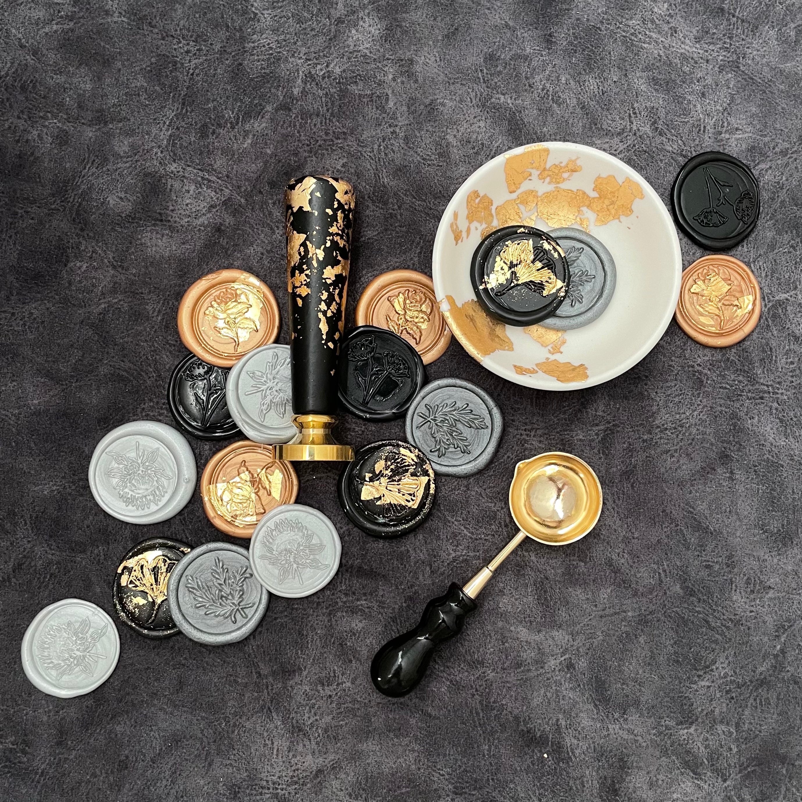 Black & Gold Wax Seal Flat Lay Prop Kit