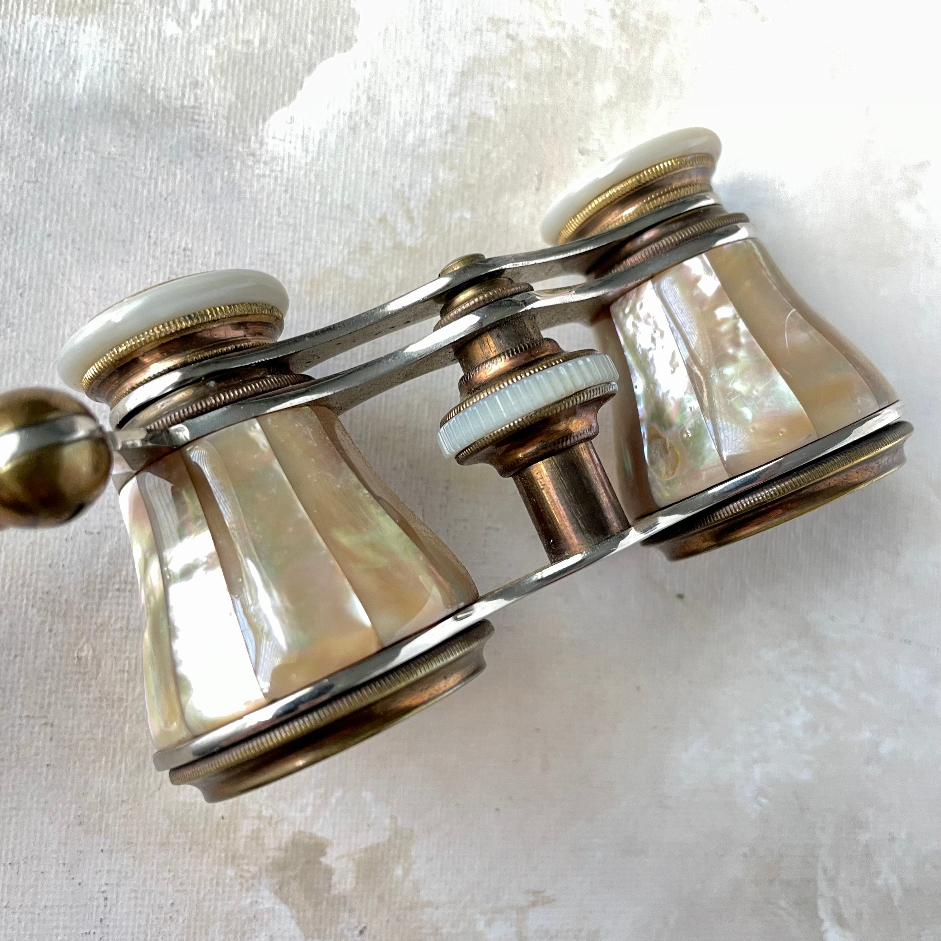 Gold Mother of Pearl Opera Glasses with Handle -  Opera Glasses