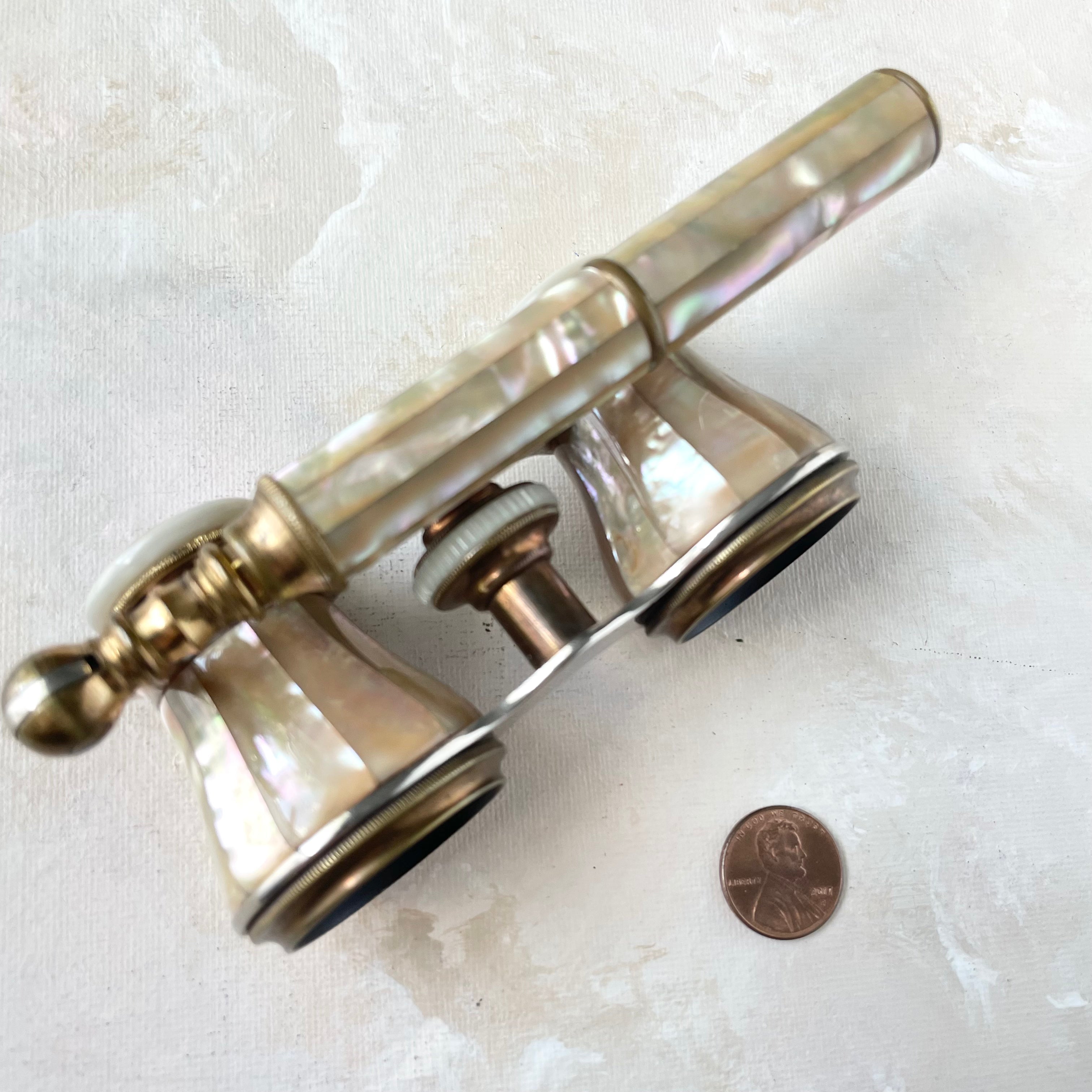 Gold Mother of Pearl Opera Glasses with Handle -  Opera Glasses