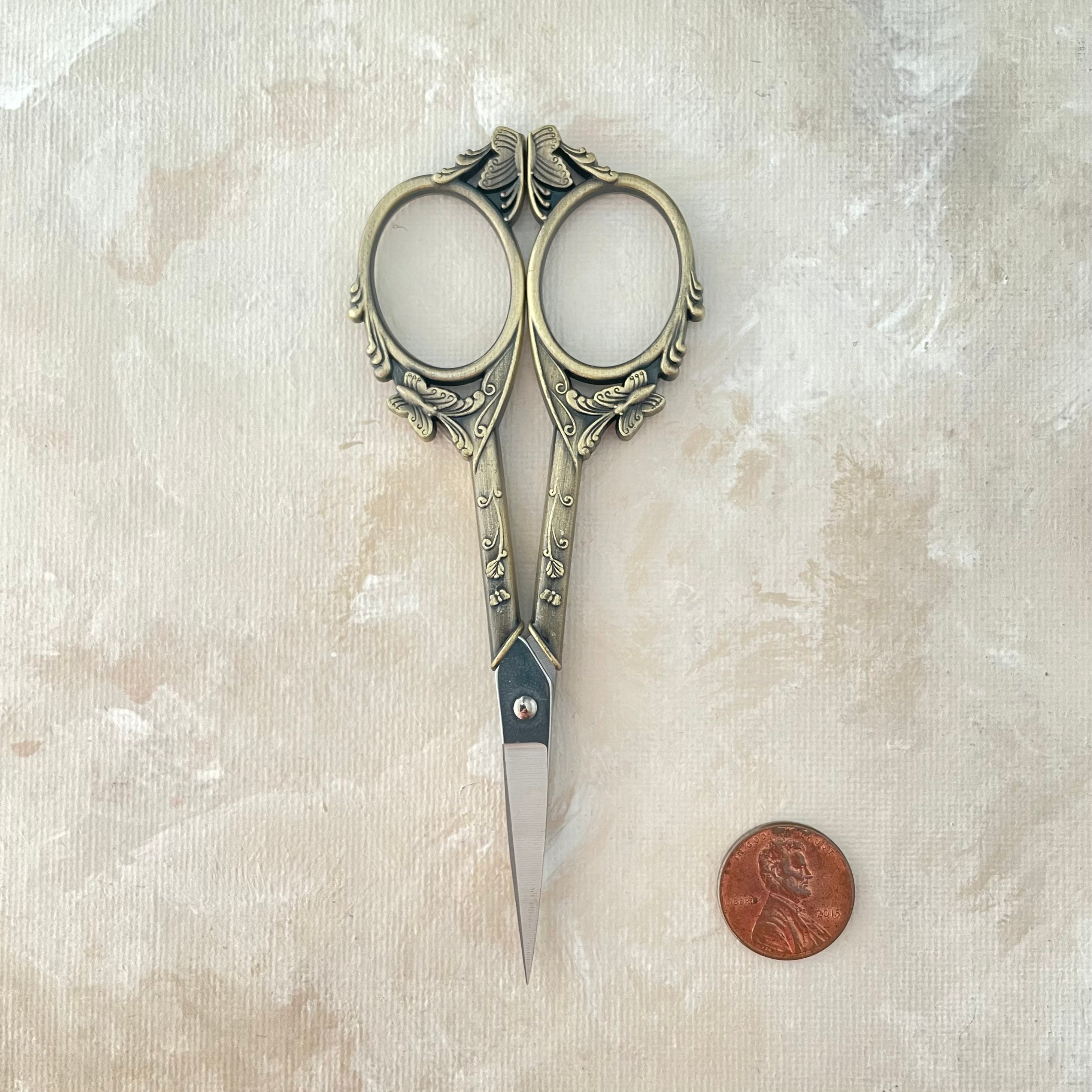 Butterfly SCISSORS ANTIQUED Brass with SILVER blades -  Wedding Flat lay props from Champagne & GRIT