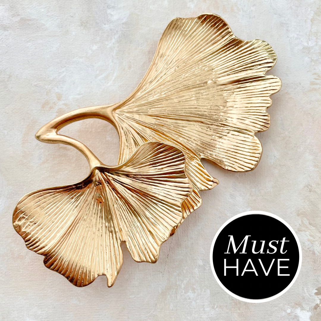 Ginkgo Leaf Gold Styling Tray must have flat lay props from Champagne & GRIT