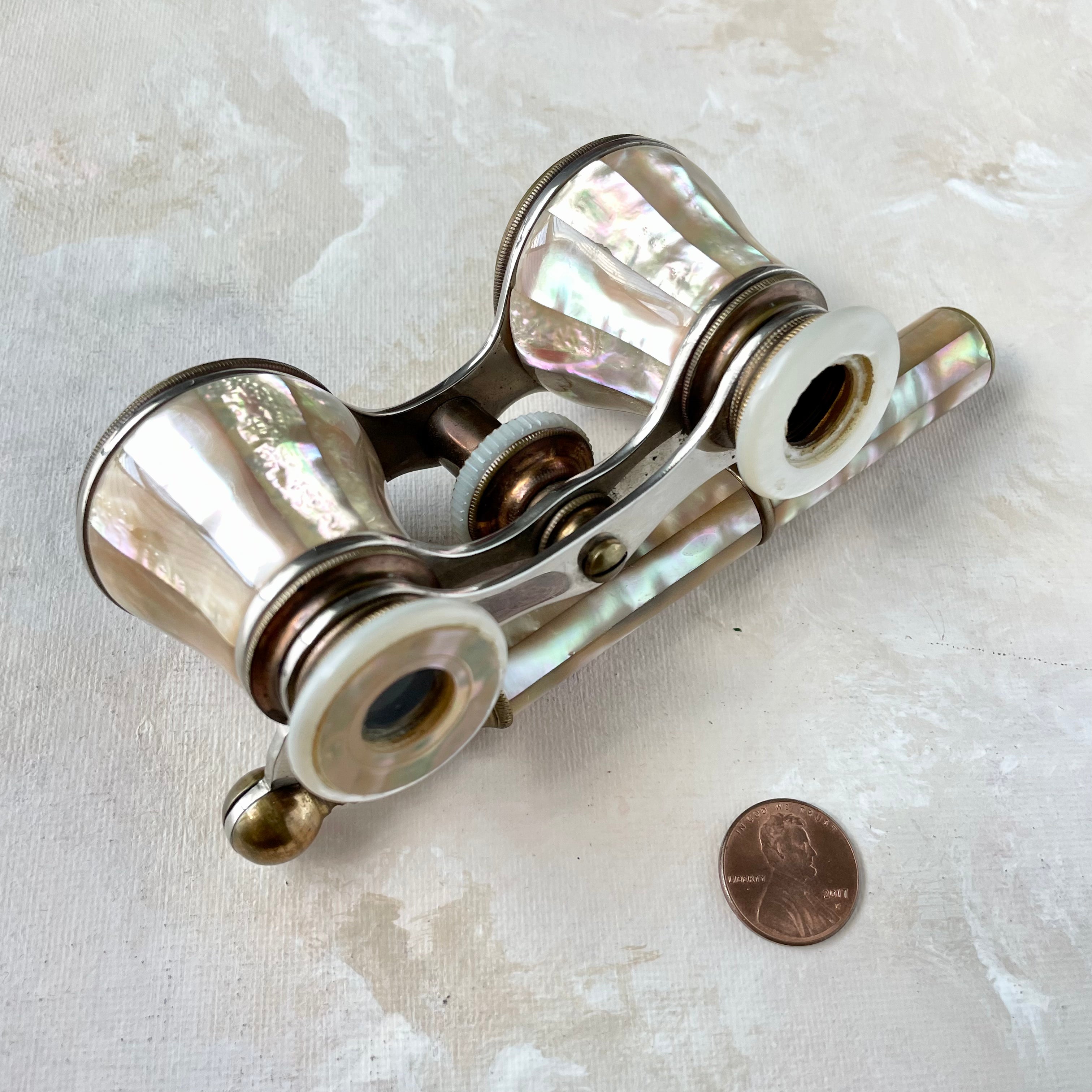 Gold Mother of Pearl Opera Glasses with Handle -  Opera Glasses