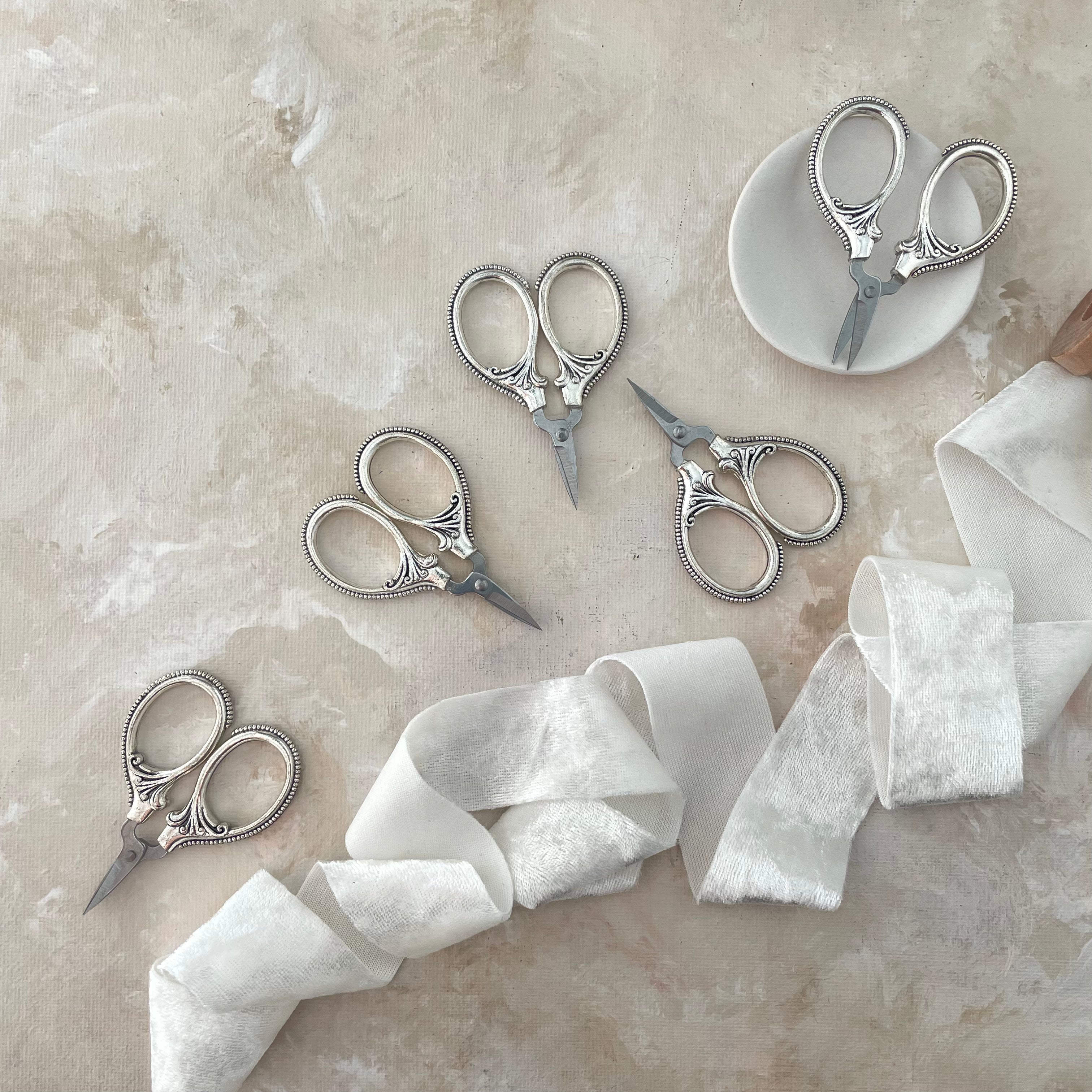 Mini SILVER Scissors: 2 ¼” long x 1 ⅝” at widest point -  Wedding Flat lay props from Champagne & GRIT
