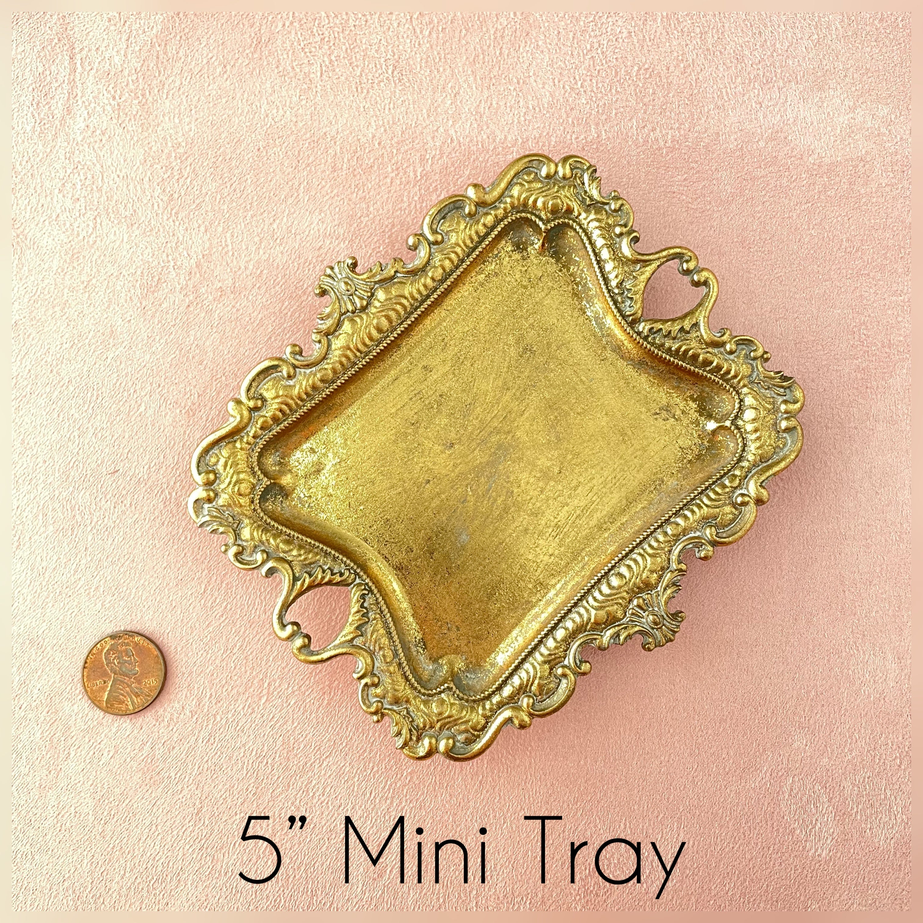 5 inch mini gold tray with penny beside for size reference - wedding flat lay props from Champagne & GRIT