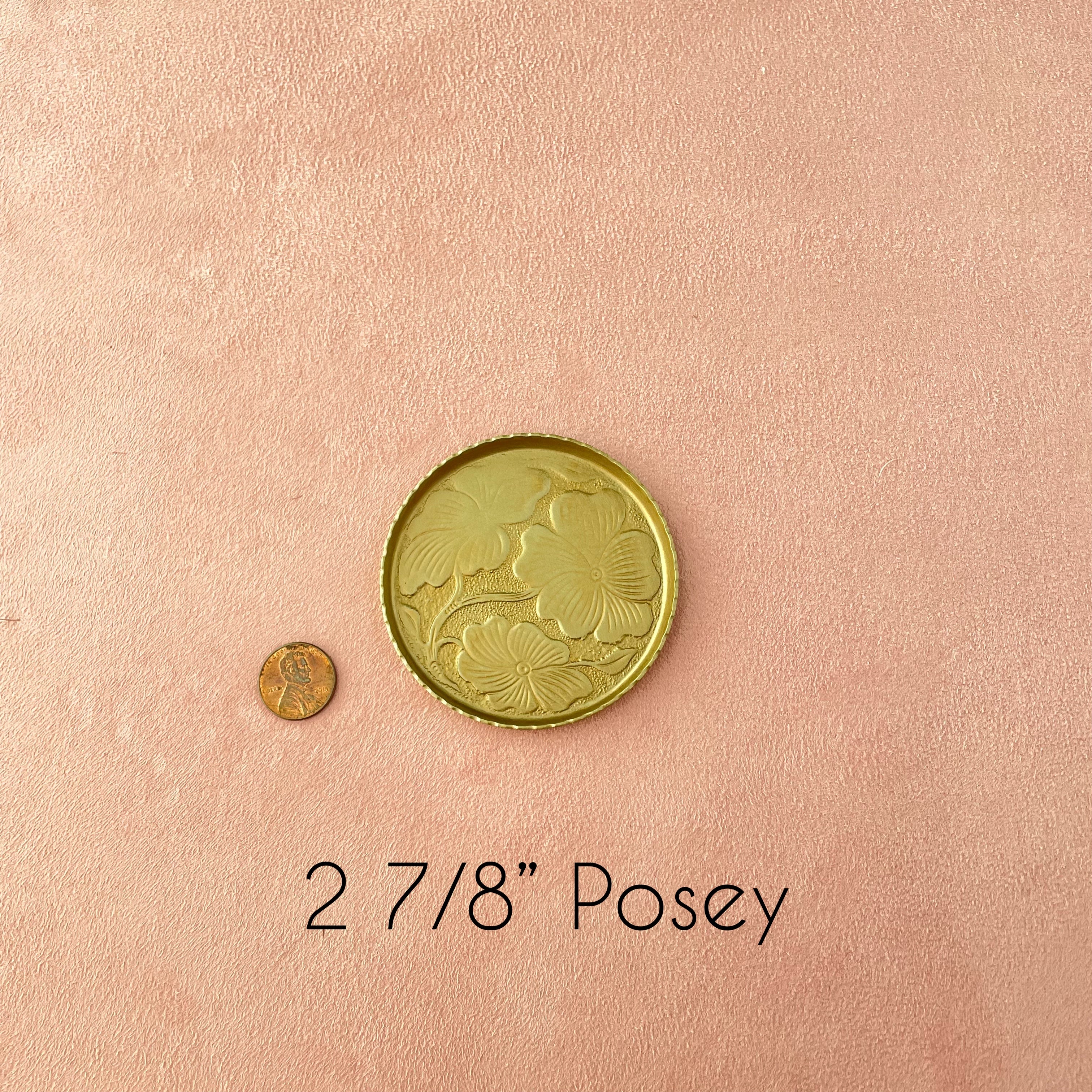2 ⅞ inch gold posey dish, penny beside for size reference - Wedding Flat lay props from Champagne & GRIT