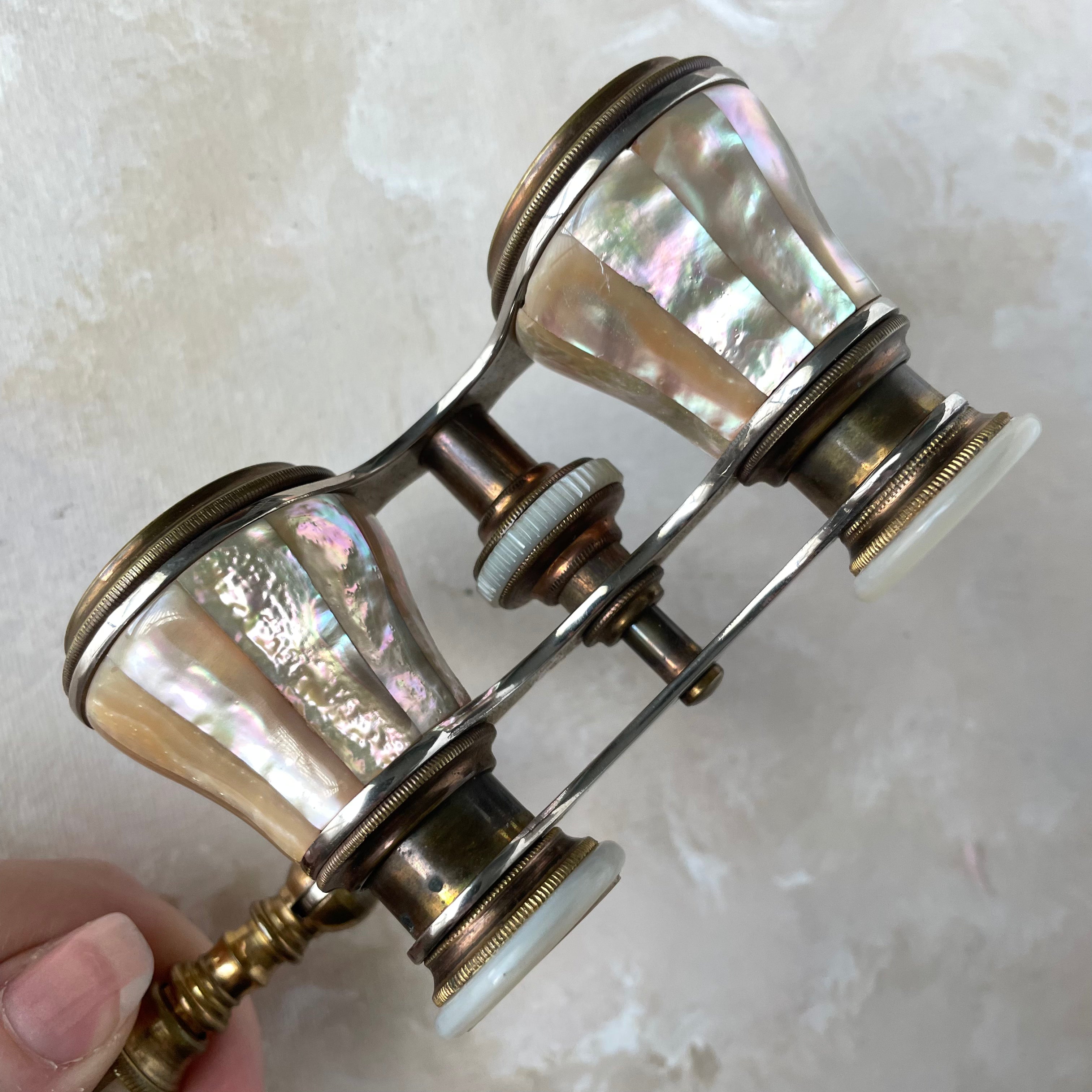 Gold Mother of Pearl Opera Glasses with Handle -  Opera Glasses