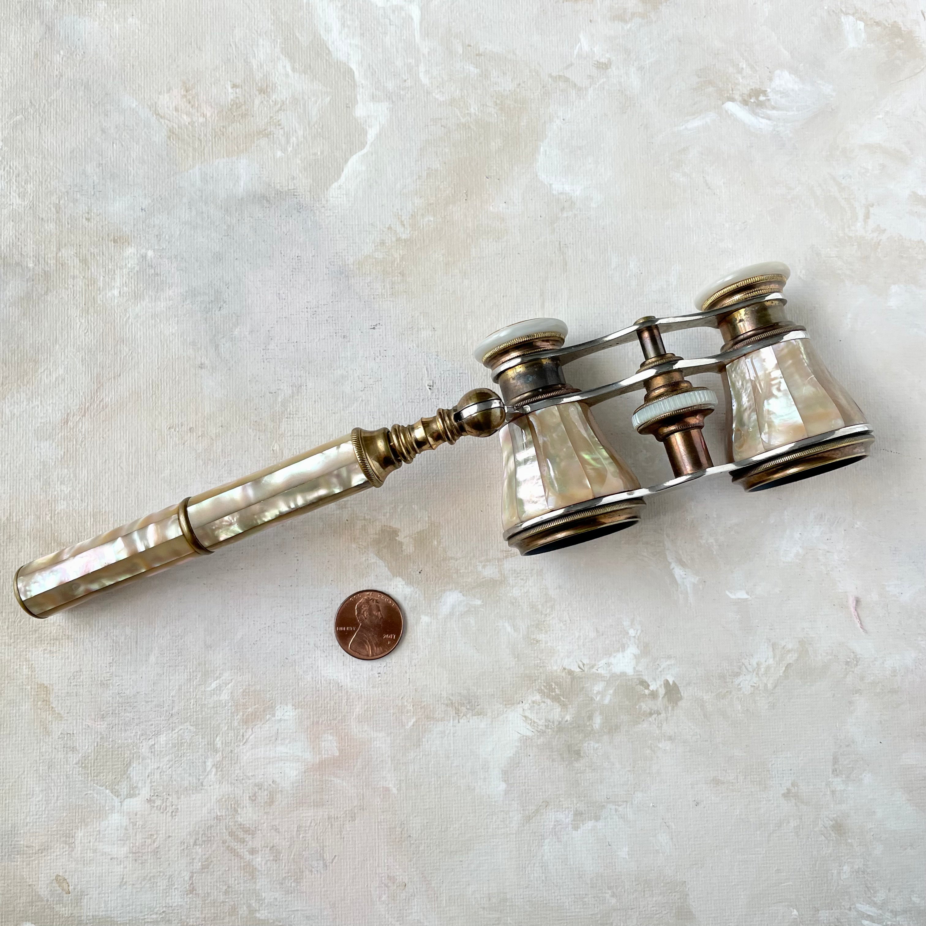 Gold Mother of Pearl Opera Glasses with Handle -  Opera Glasses