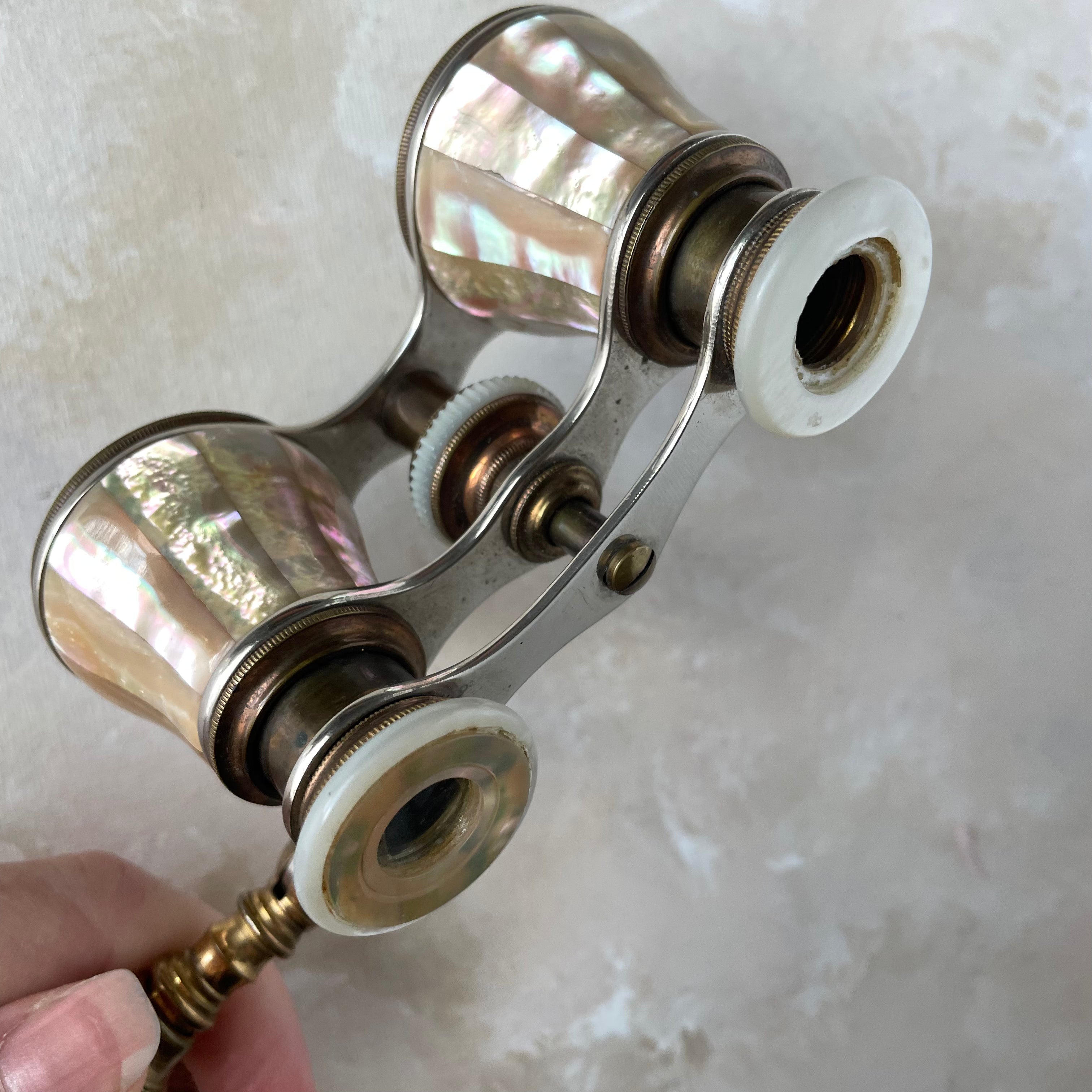 Gold Mother of Pearl Opera Glasses with Handle -  Opera Glasses