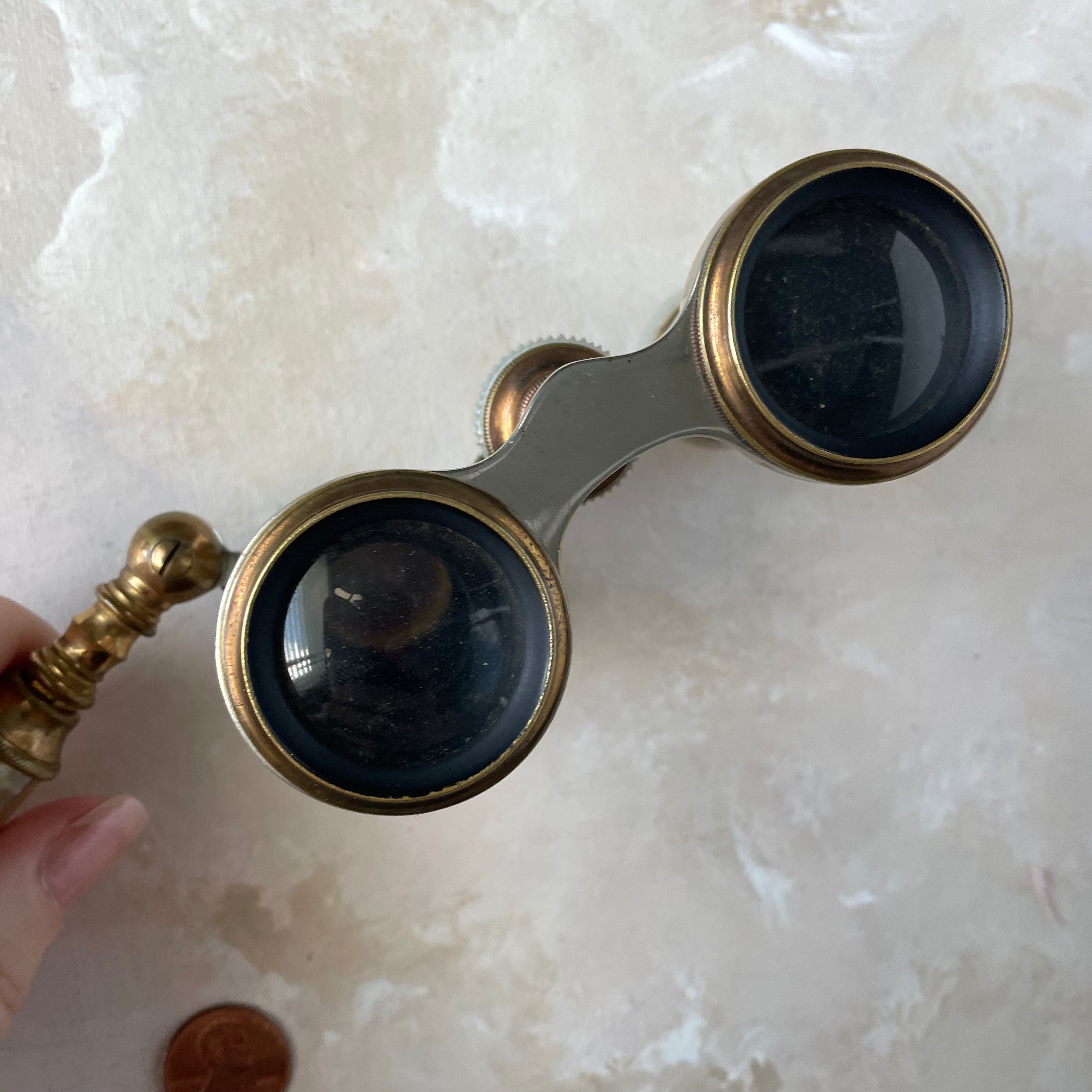 Gold Mother of Pearl Opera Glasses with Handle -  Opera Glasses