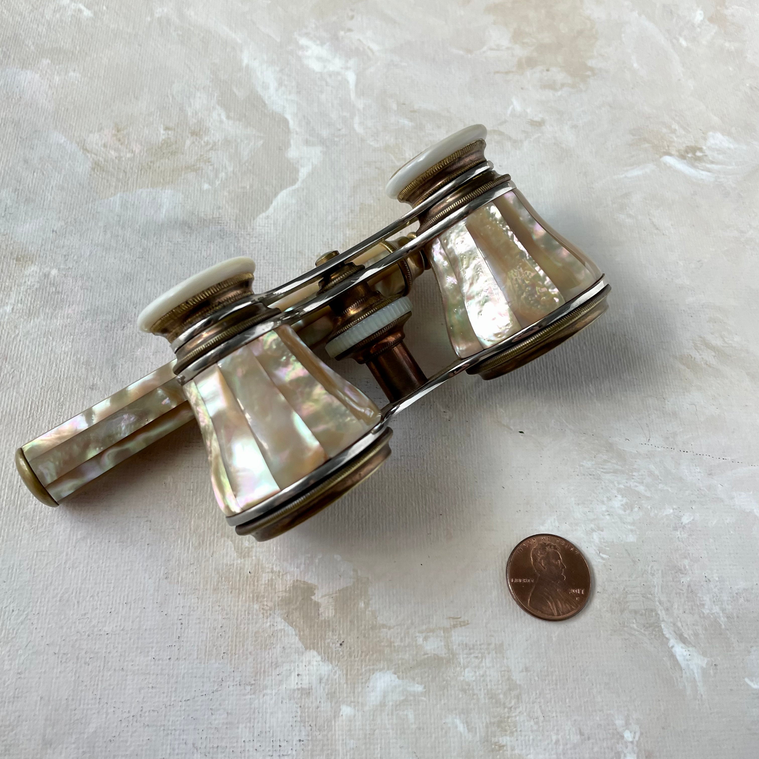Gold Mother of Pearl Opera Glasses with Handle -  Opera Glasses