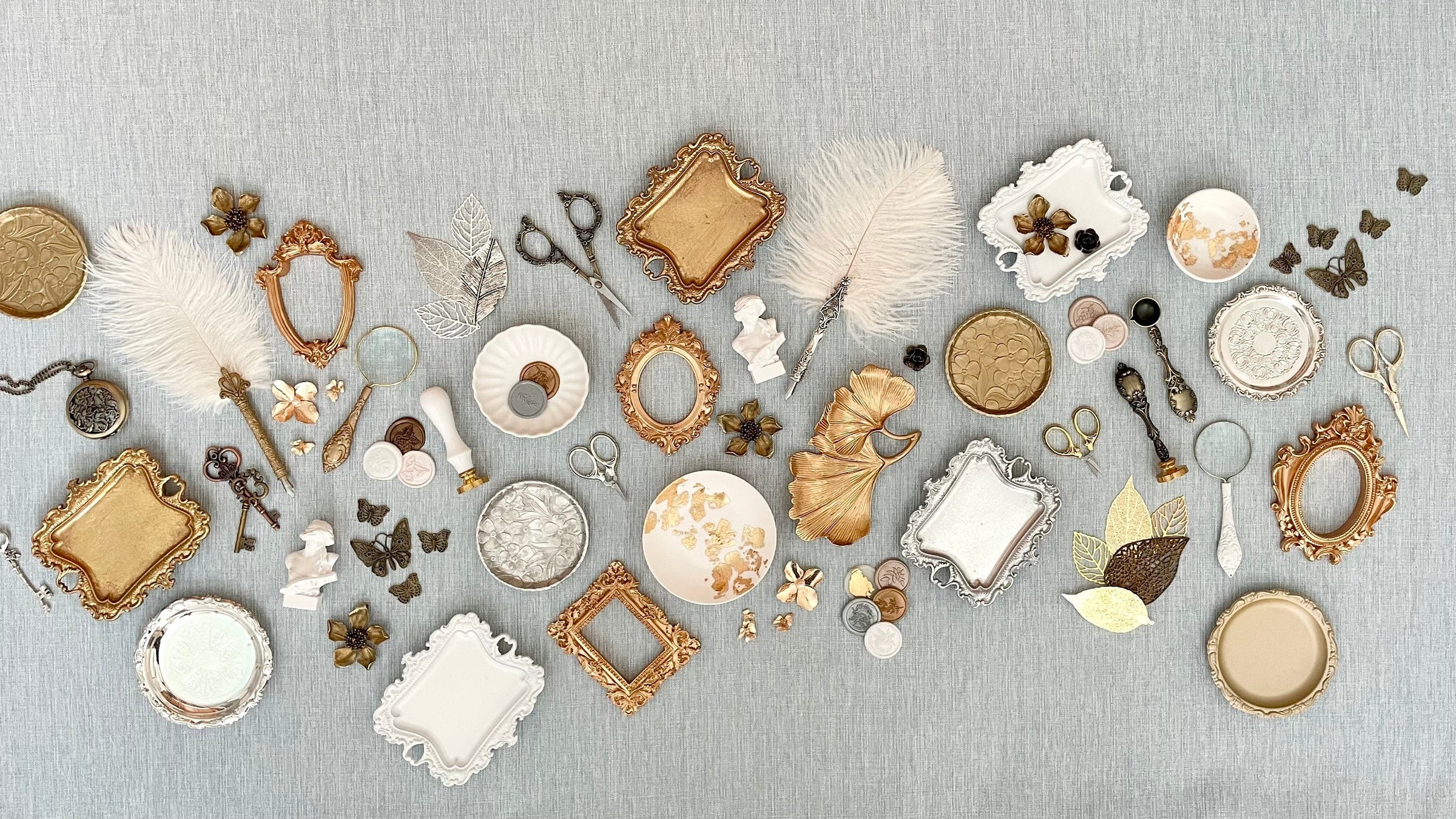 Gold and Ivory Vintage Flat Lay Props from Champagne & GRIT for wedding Photographers