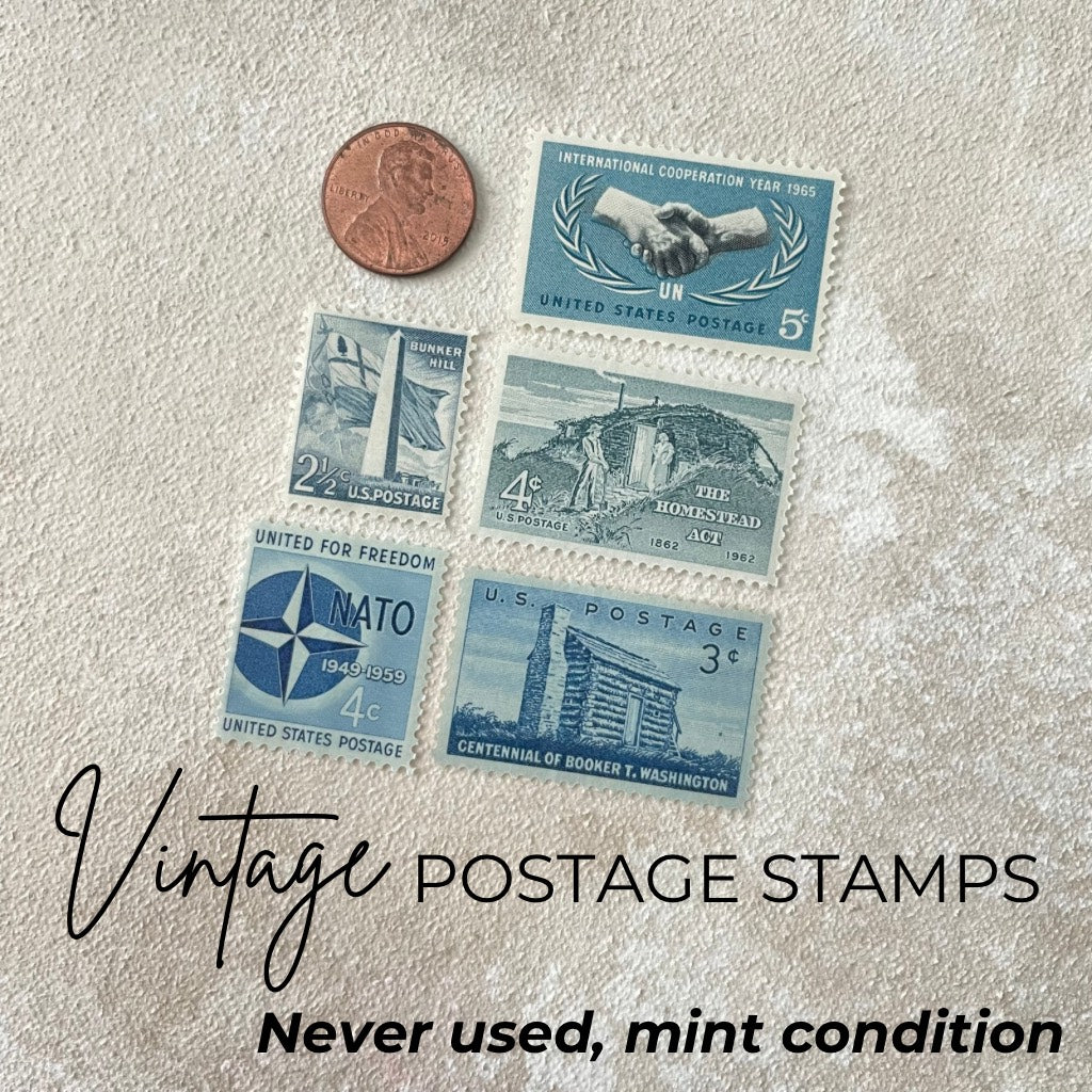 Vintage Blue Postage Stamps