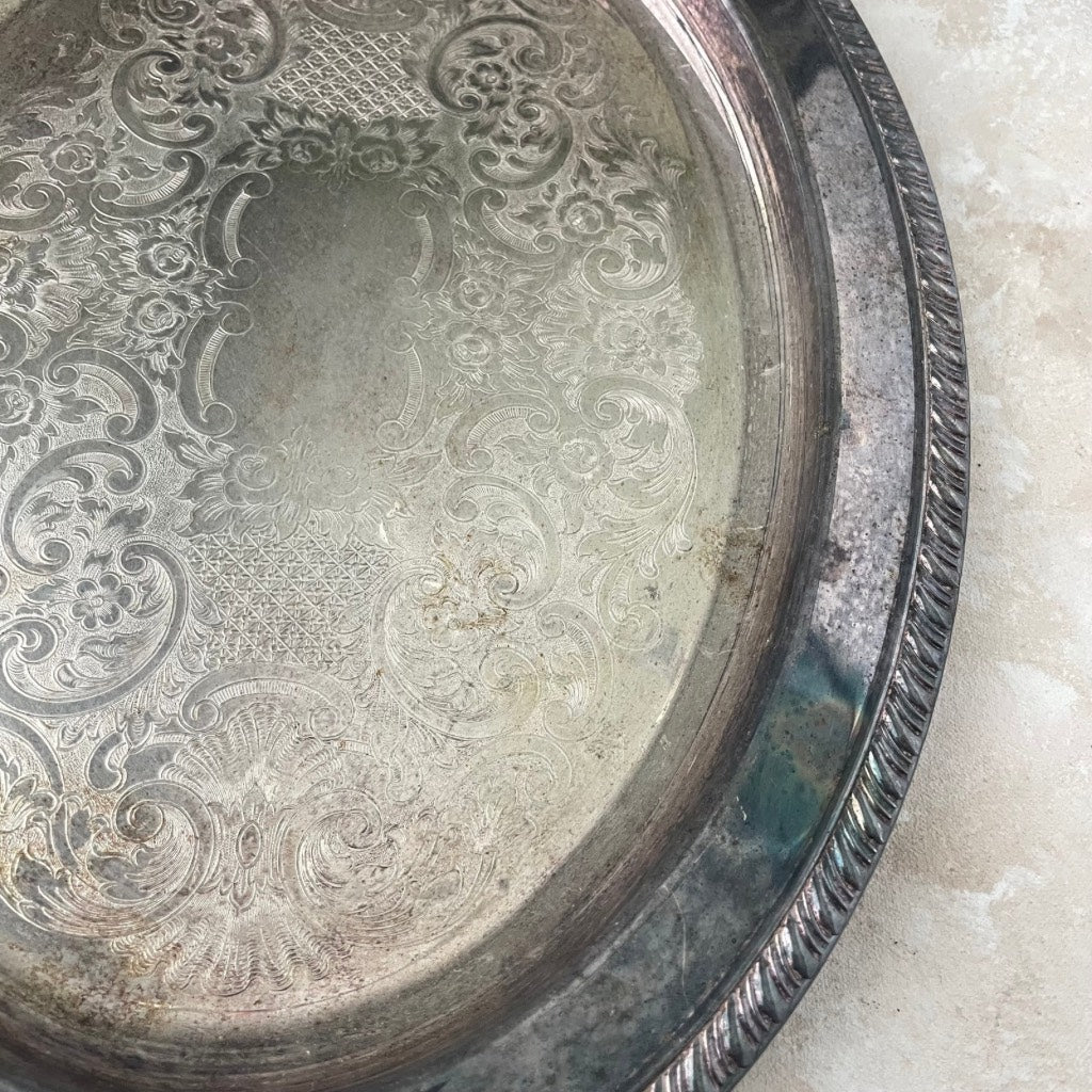 Oval Silver Vintage Tray ~ Large Size