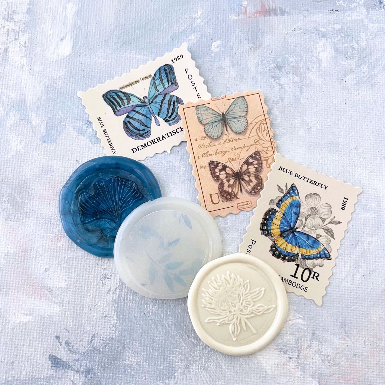 DEAL - Blue Butterfly FAKE Postage & Wax Seal