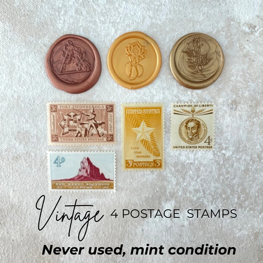 9.18.24 LAUNCHING ~ Vintage Postage Stamps Golden Neutral