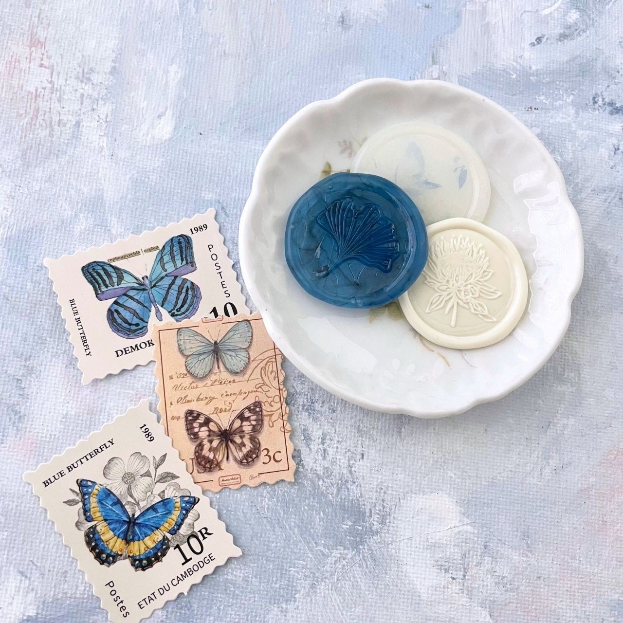 DEAL - Blue Butterfly FAKE Postage & Wax Seal