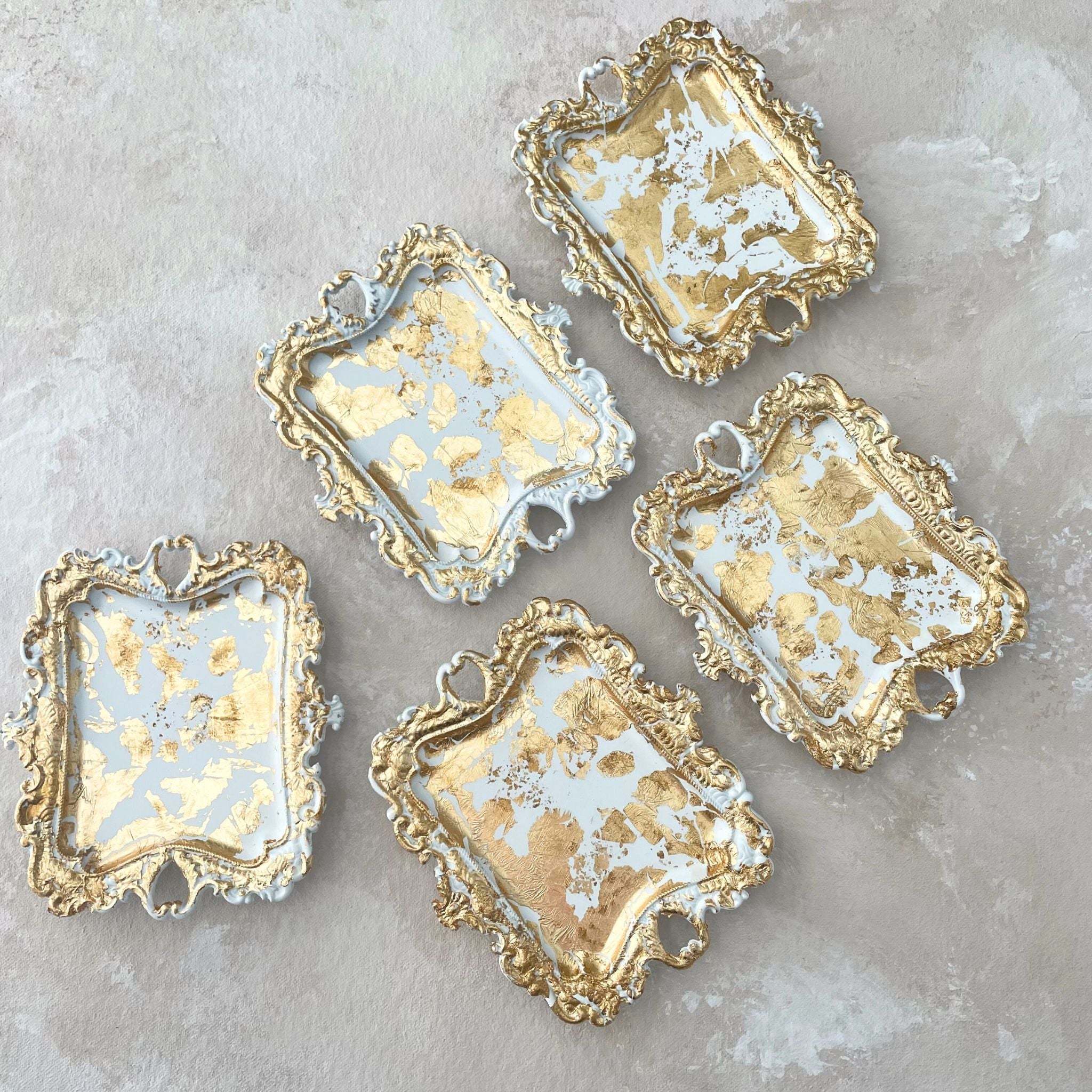 Small White Gilded Tray