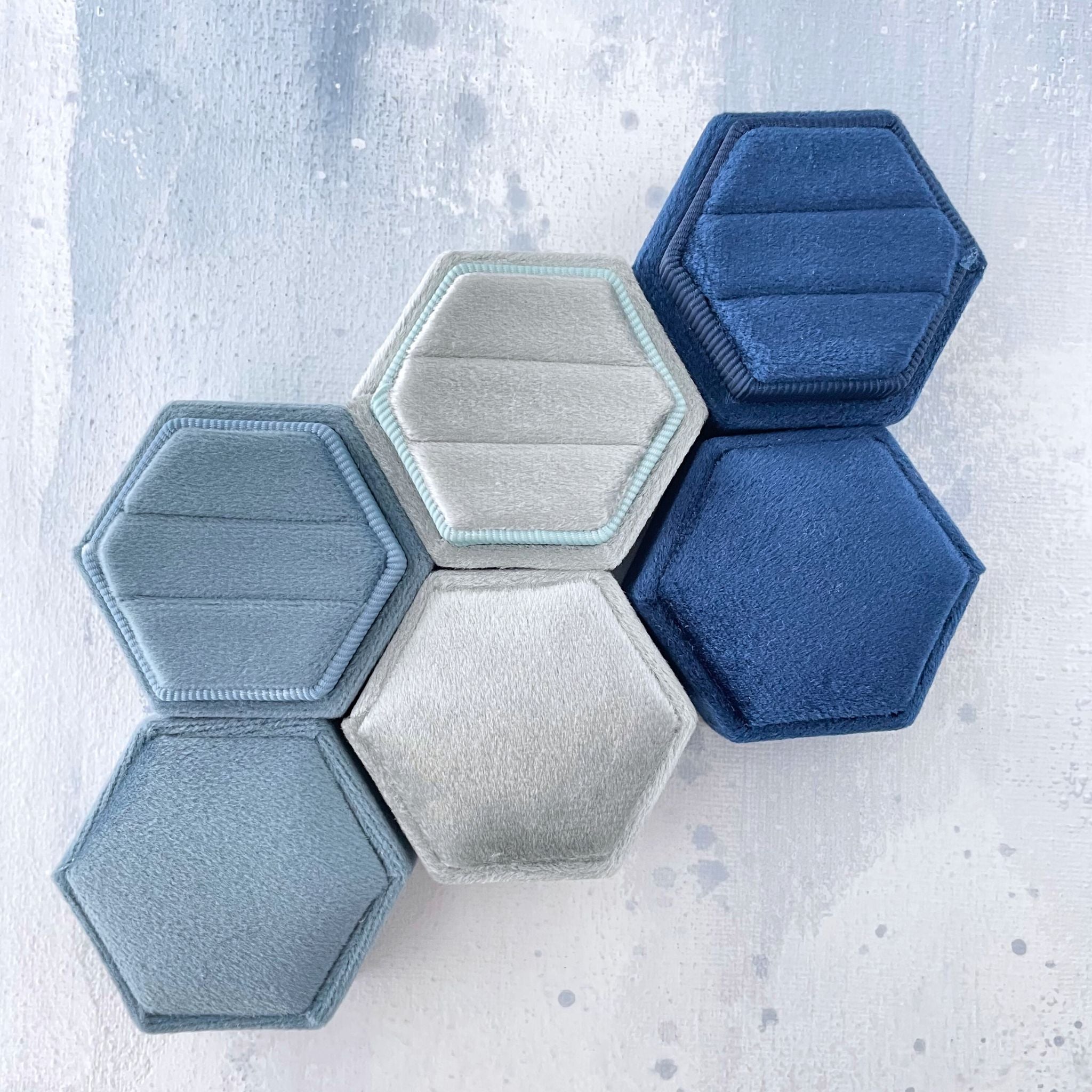 Dusty Blue & Sage Ring Box Set of 3