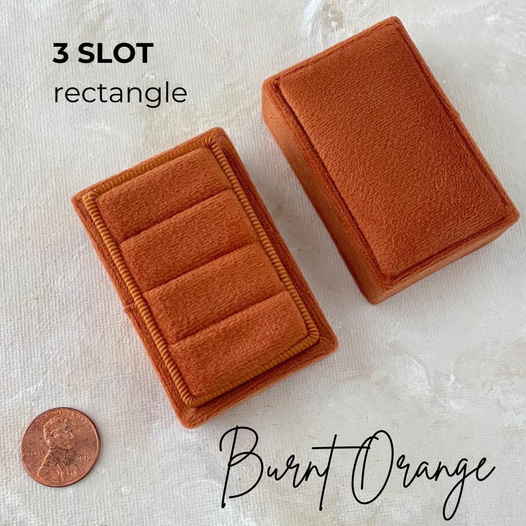 Burnt Orange Wedding Ring Box Triple