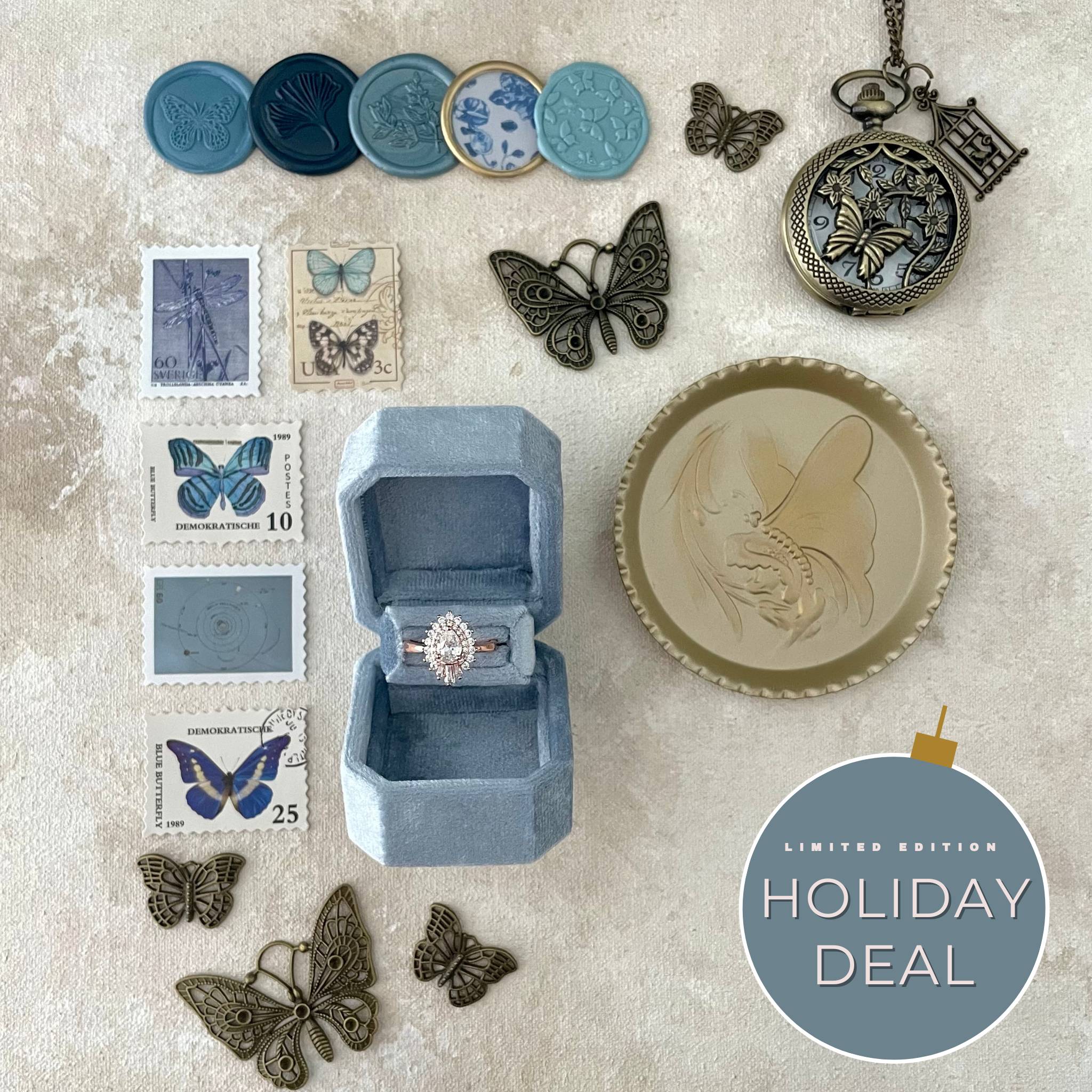 Dusty Blue Butterfly Flatlay Kit ~ 🎄HOLIDAY DEAL 🎄