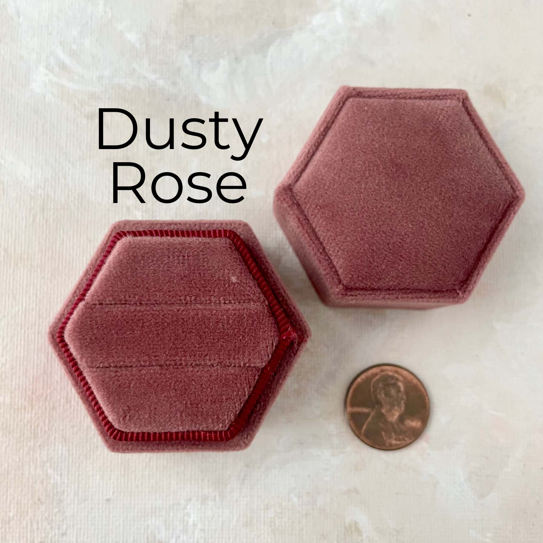 Dusty Rose Ring Box Hexagon