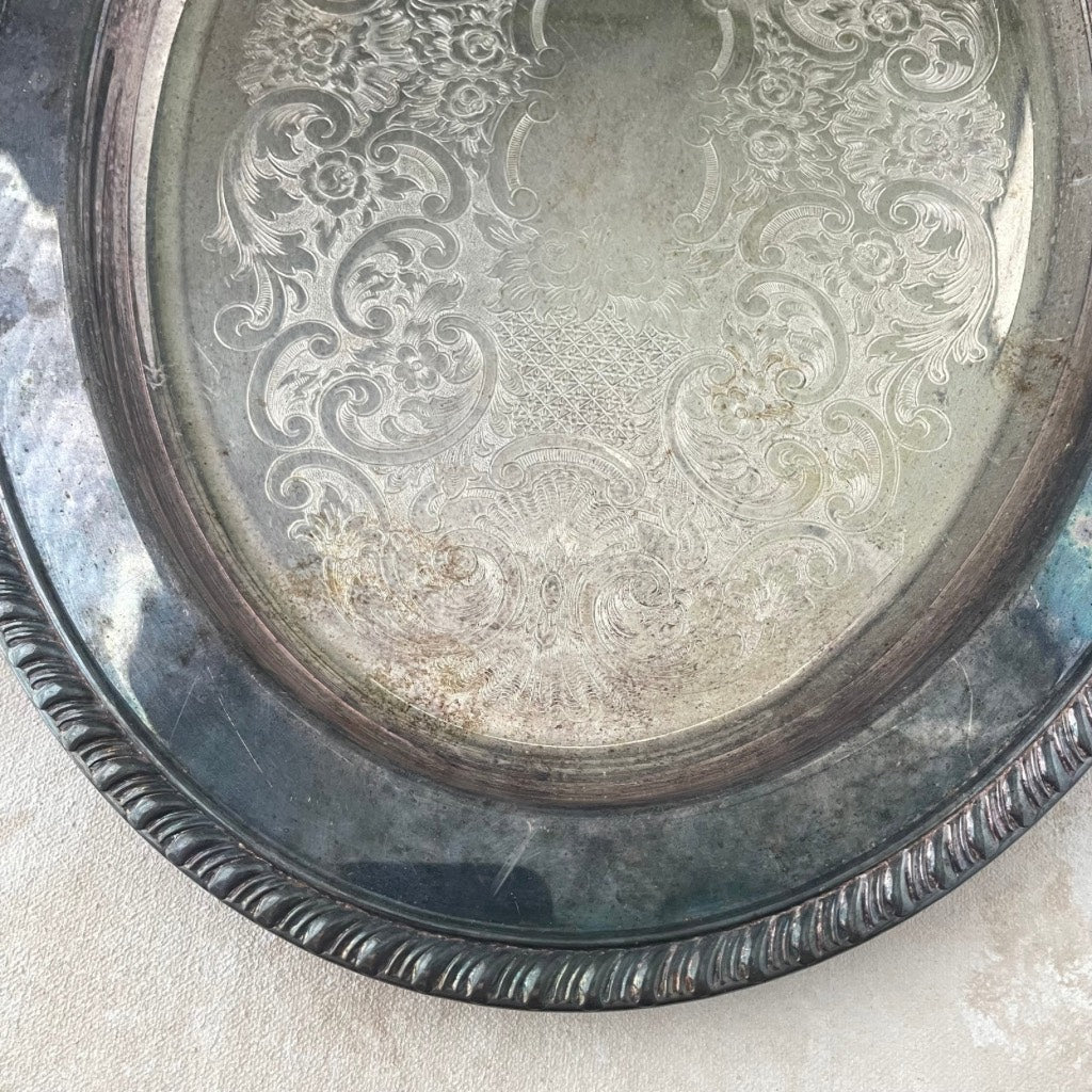 Oval Silver Vintage Tray ~ Large Size