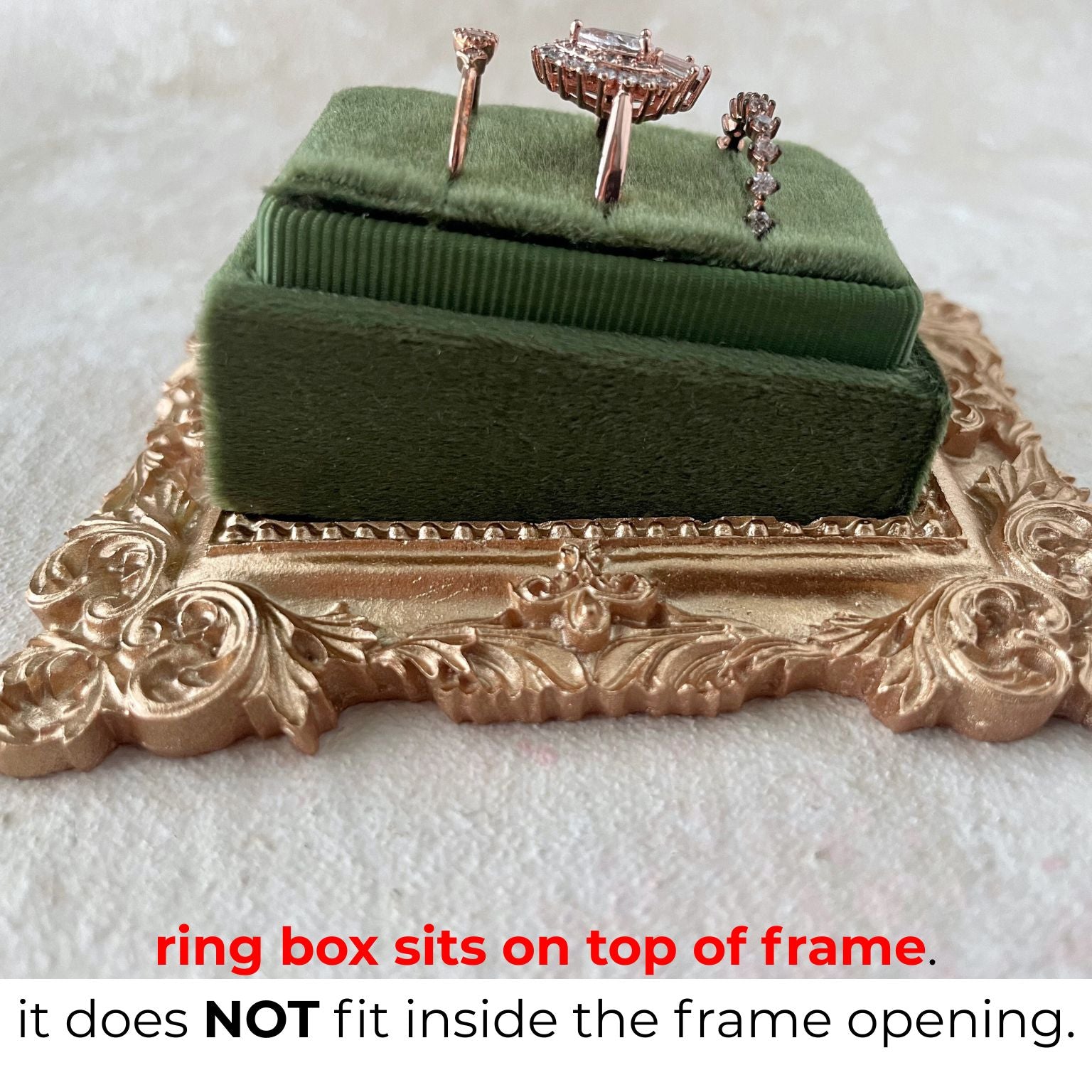 Wedding Ring Box 3 Slot Olive Green