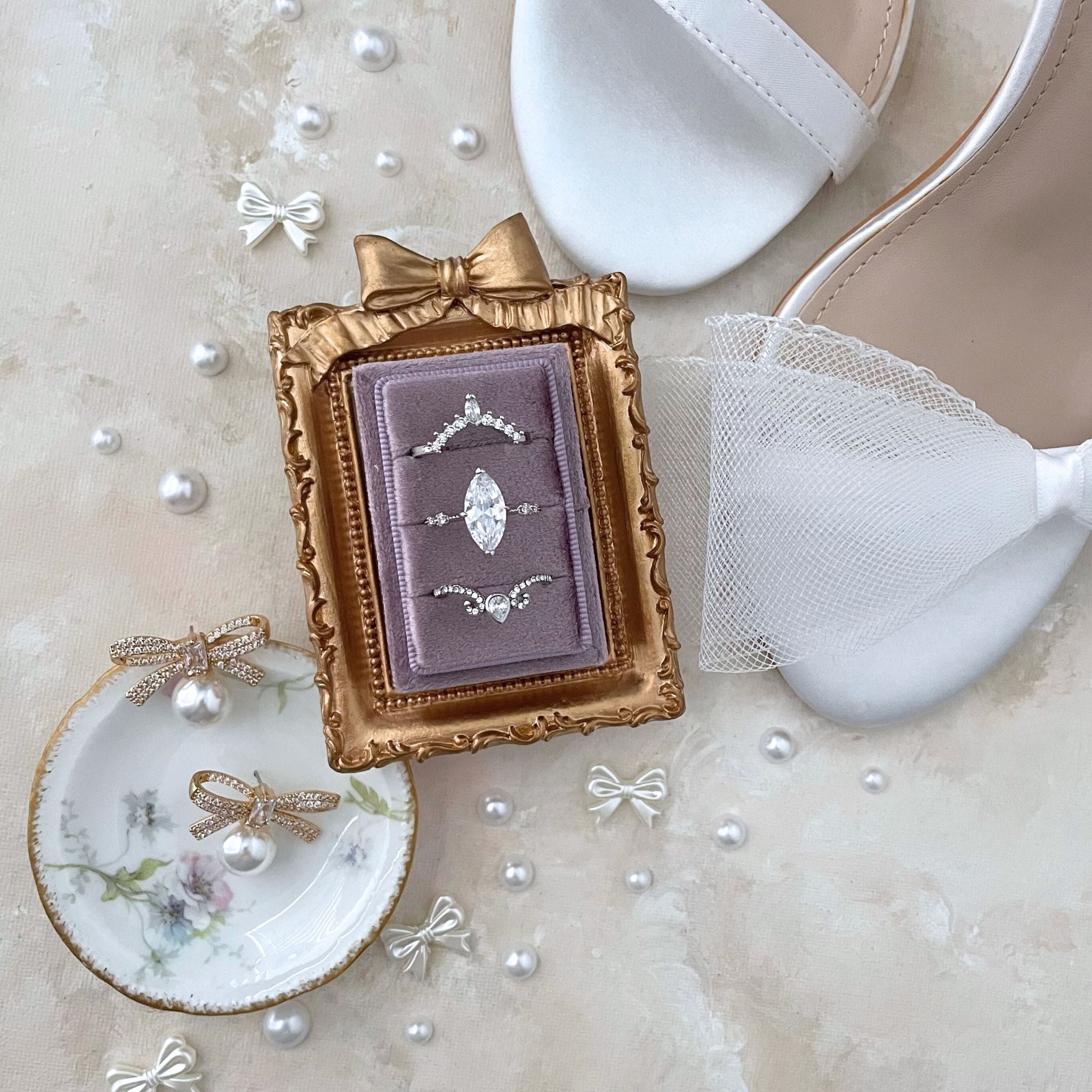 DEAL ~ Rectangle BOW Mini Gold Frames
