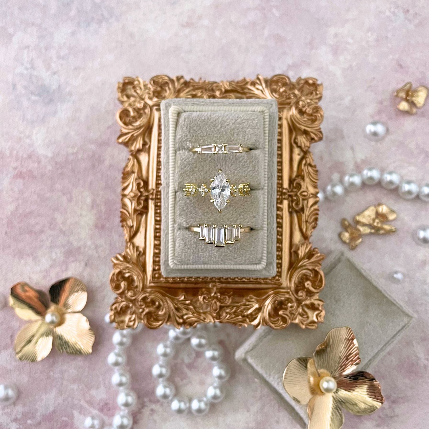 Ring Box 3 Slot Champagne