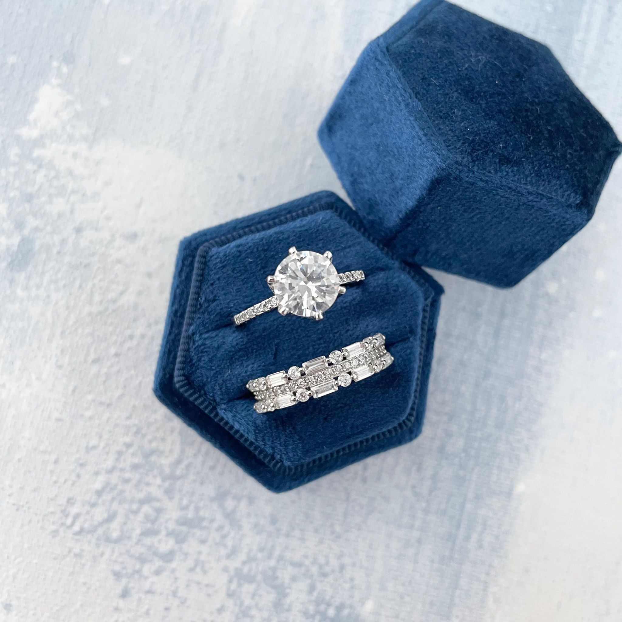Dusty Blue & Sage Ring Box Set of 3