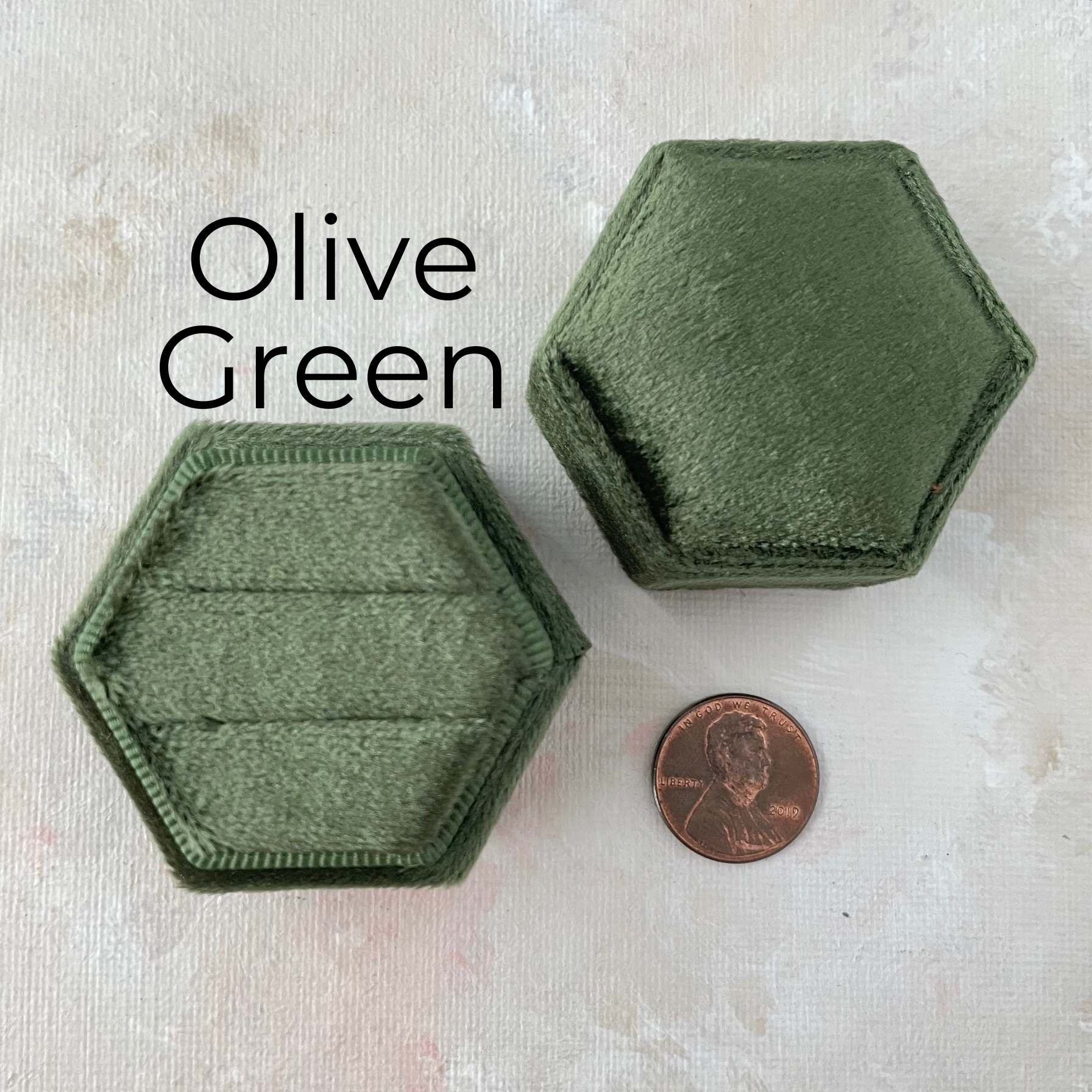 Olive Green Velvet Ring Box