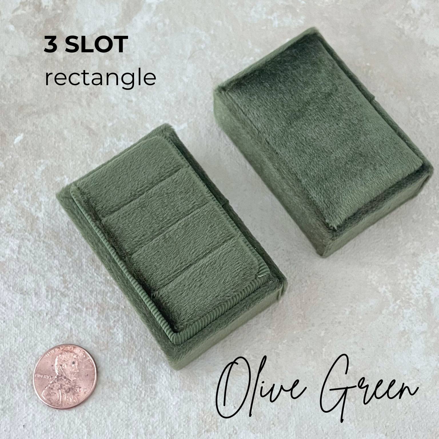 Olive Green 3 Slot Ring Box