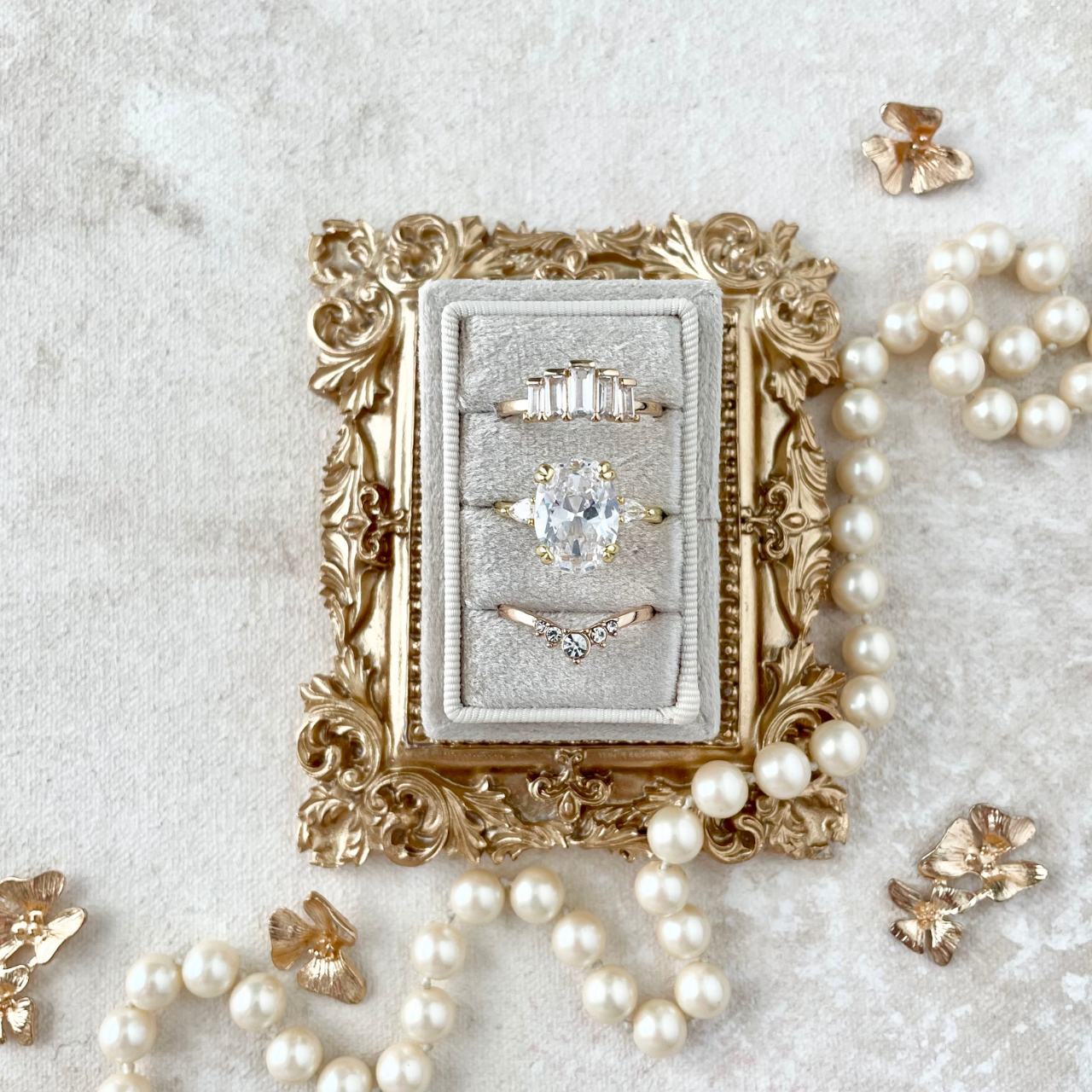 Champagne Triple Ring Box