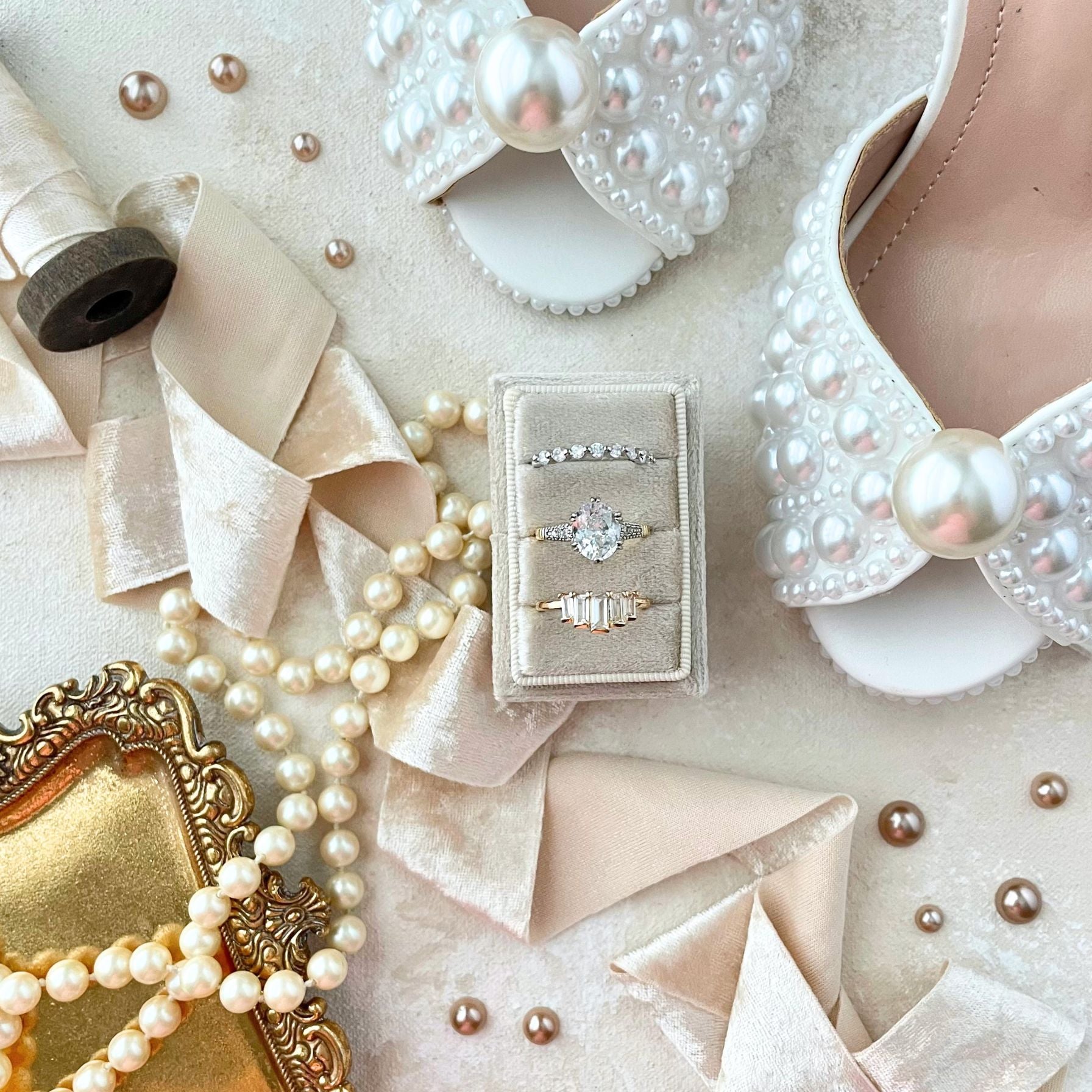 Ring Box 3 Slot Champagne