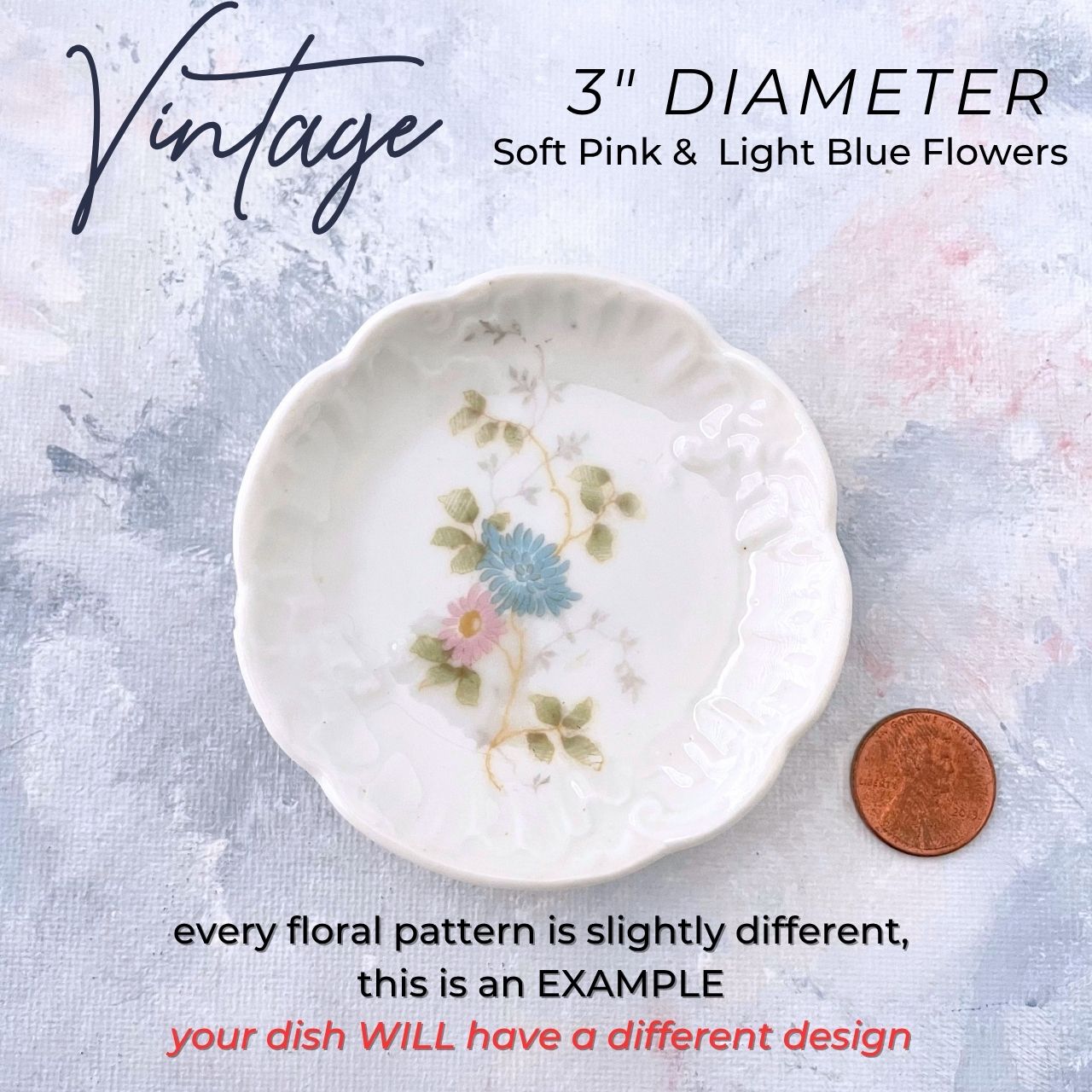 DEAL - Vintage Dish Pink & Blue Floral