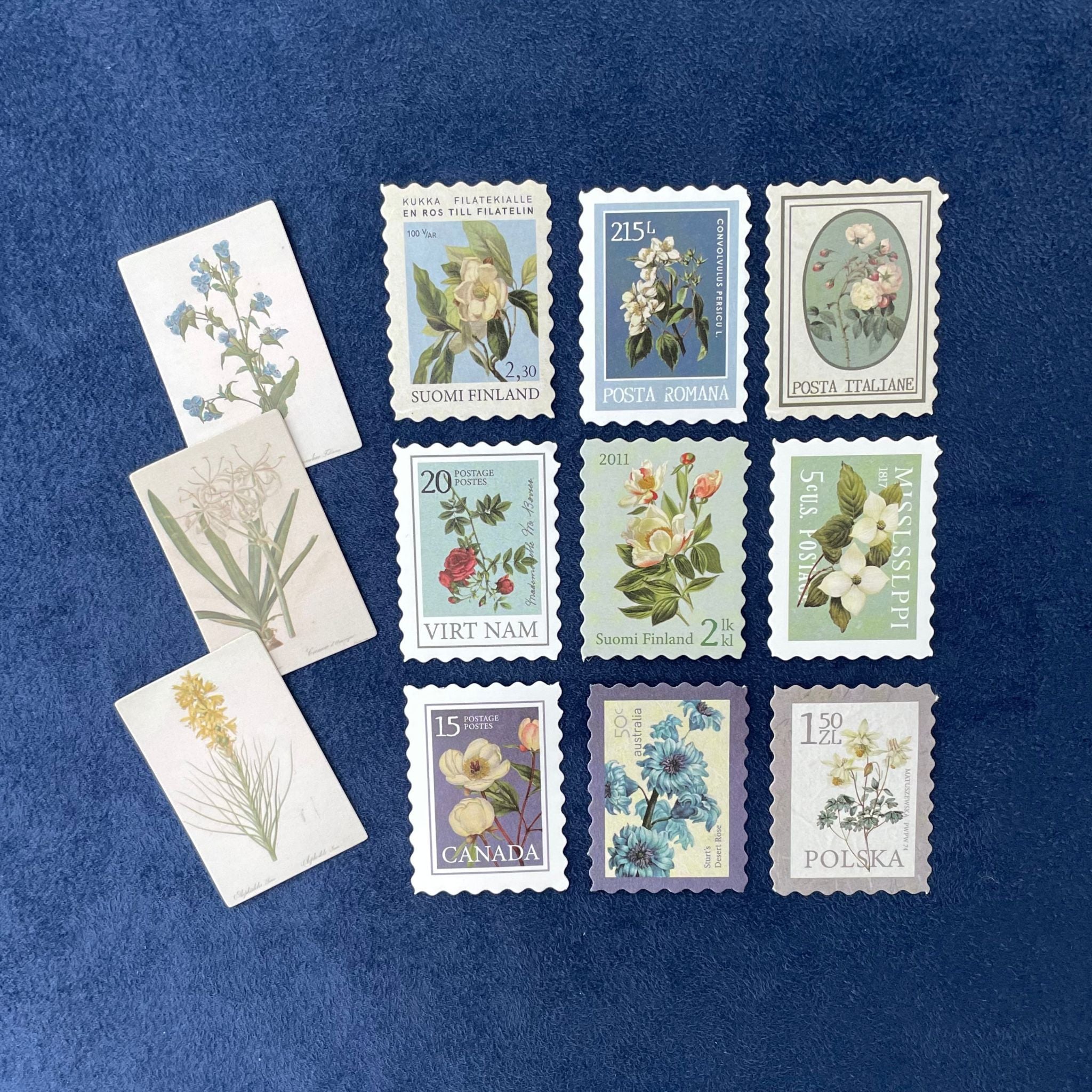 Postage Stamps for flat lays in Blue & Green