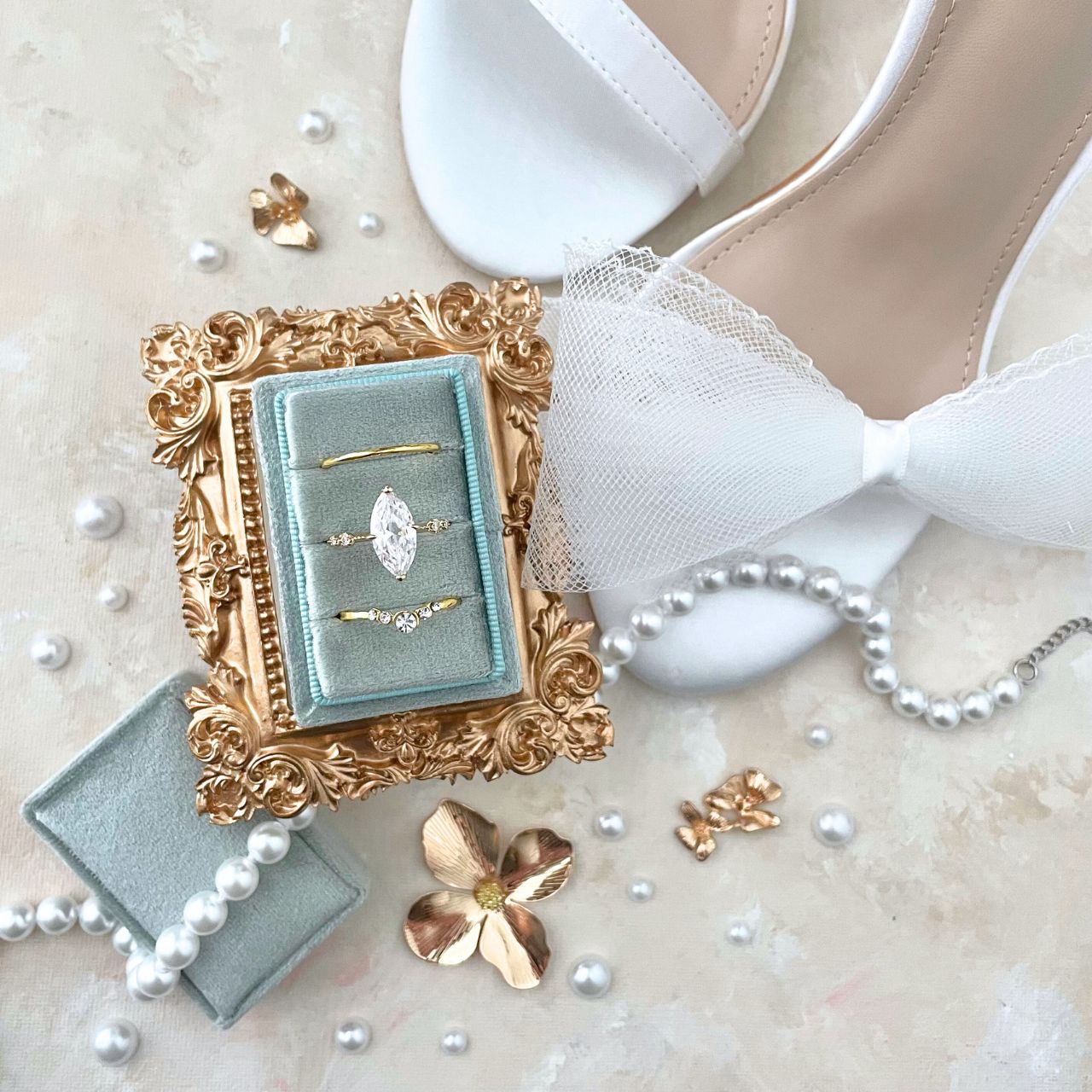 Sage Green Triple Ring Box