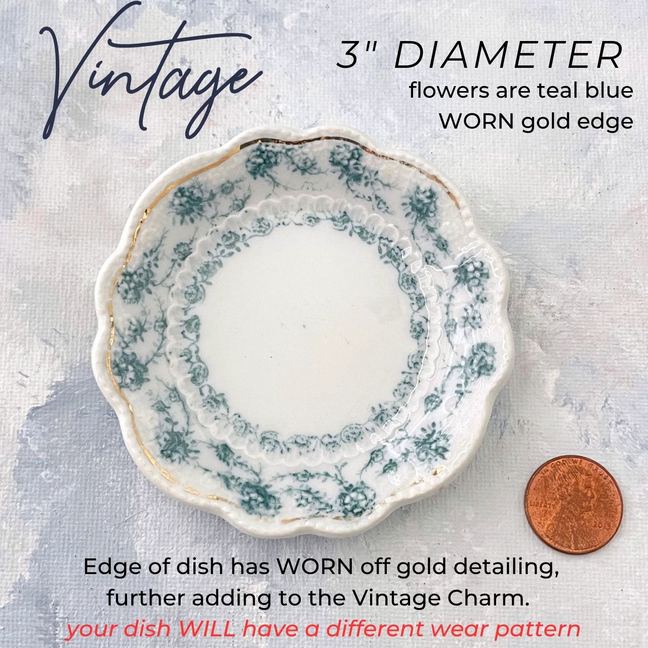DEAL - Vintage Dish Blue with touches of Gold