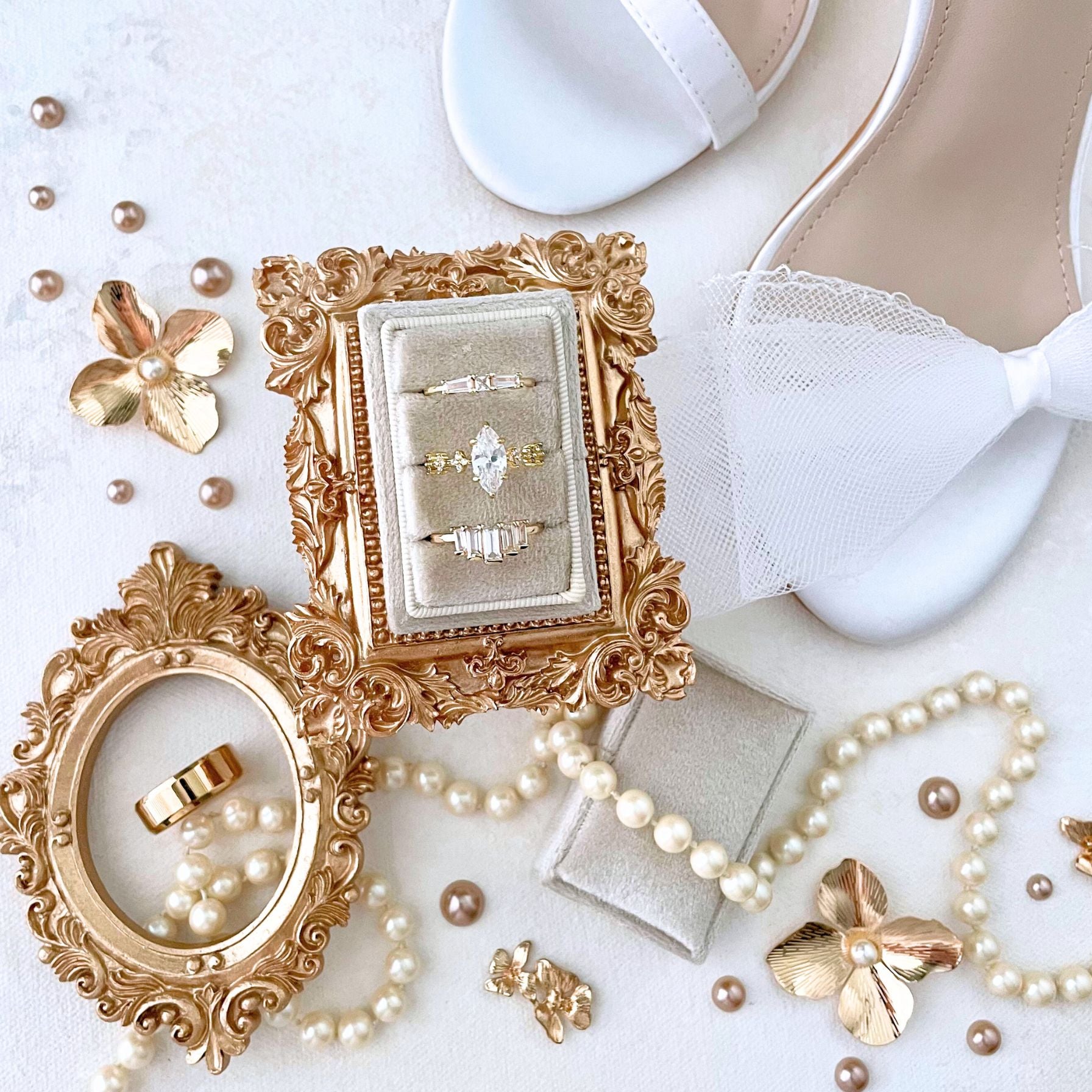 Ring Box 3 Slot Champagne