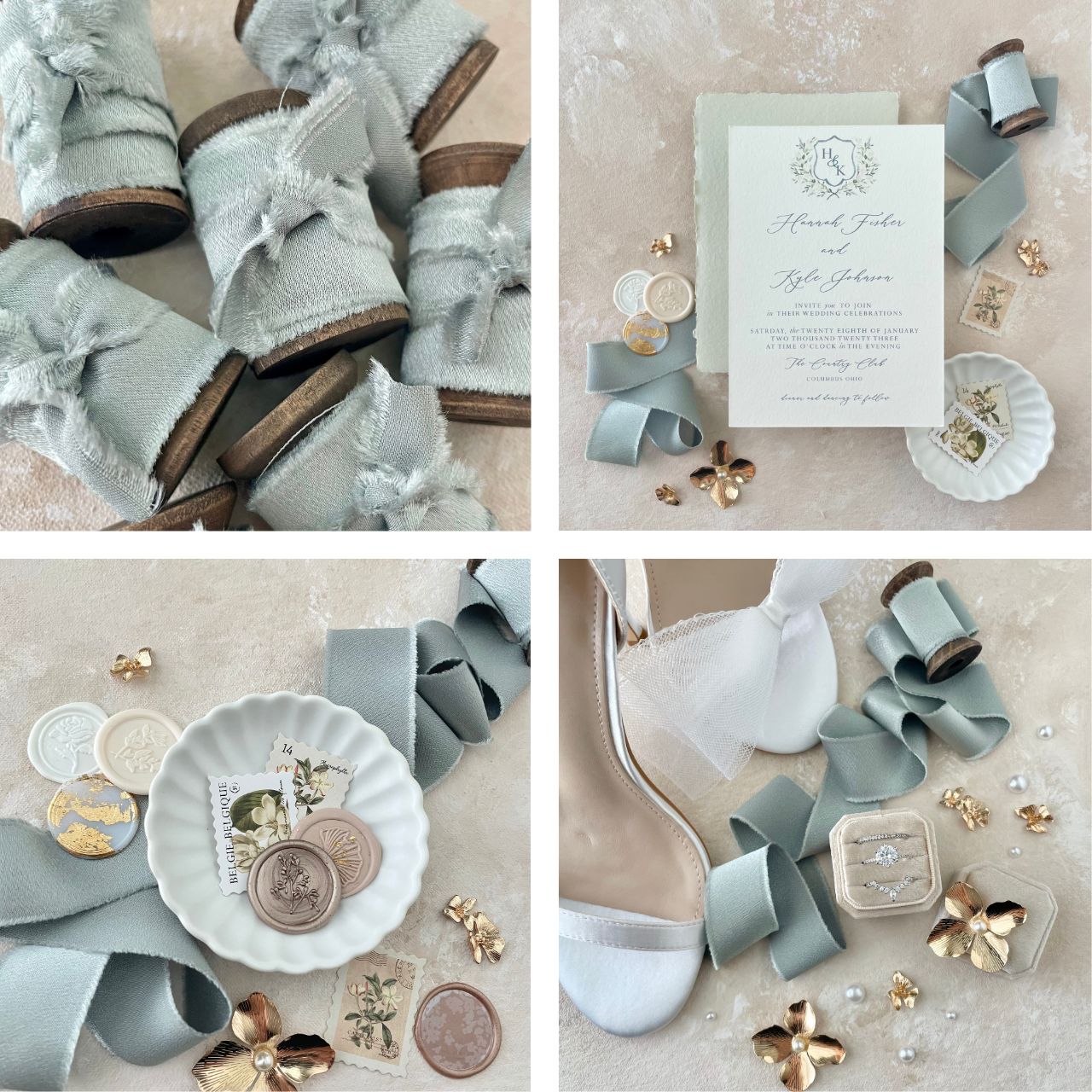 Neutral Ribbon Flat Lay Kit for Wedding Photographers
