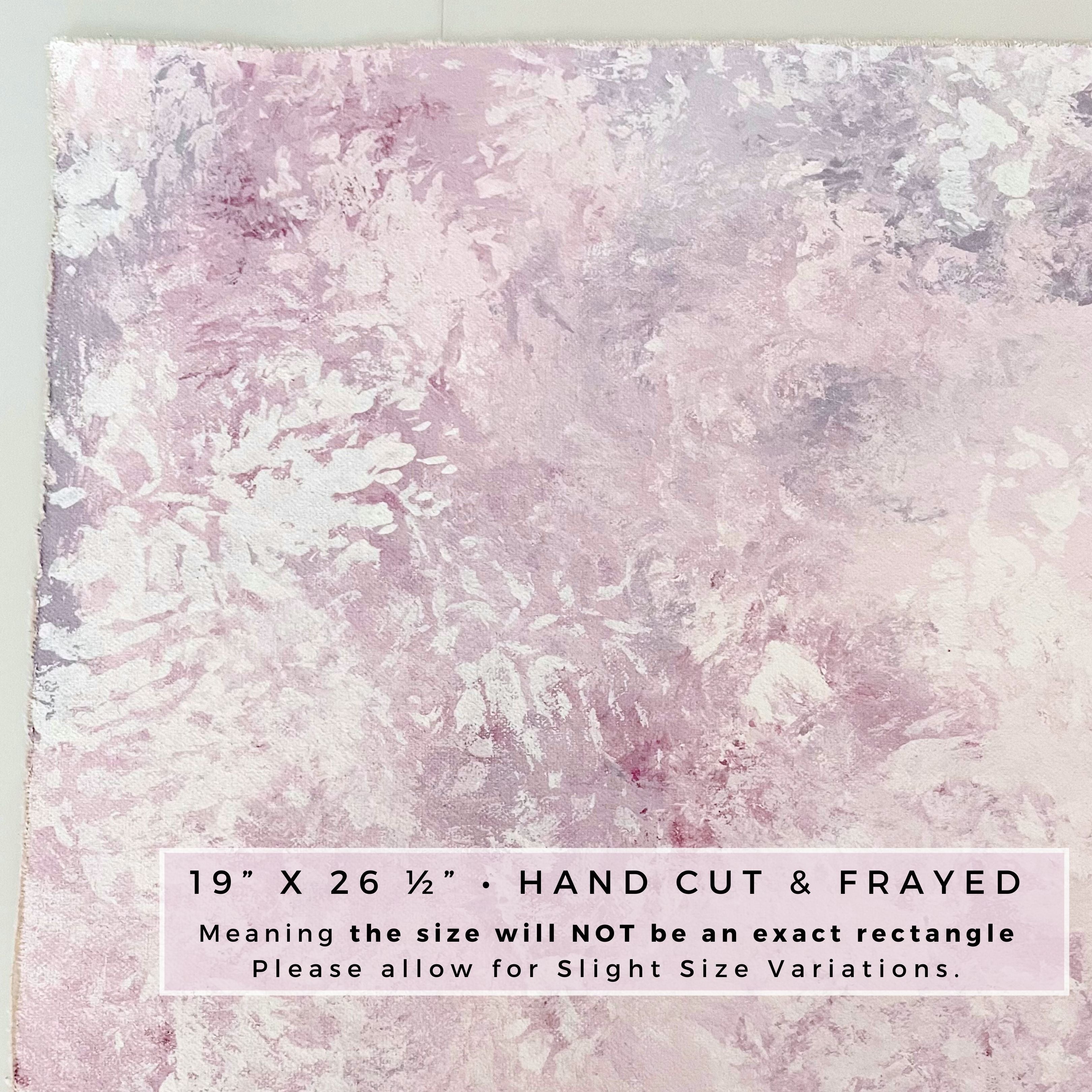 19" x 26 1/2" Hand Cut & frayed Styling mat for Flat lays.  Hand painted Styling backdrop is shades of pink & purple used in flat lays details for wedding photography.  