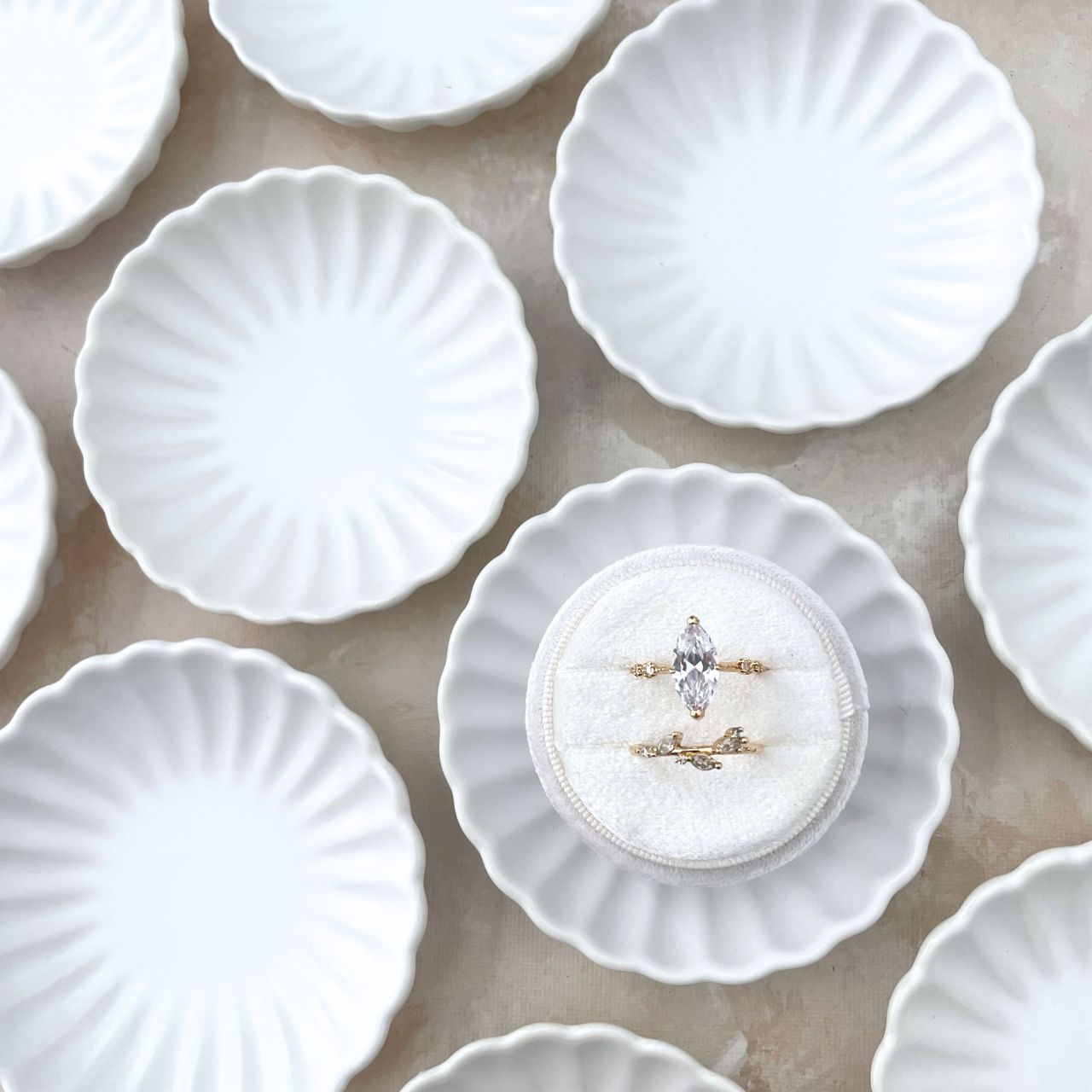 Matte White Ruffled Ring Dish  ~ MUST HAVE