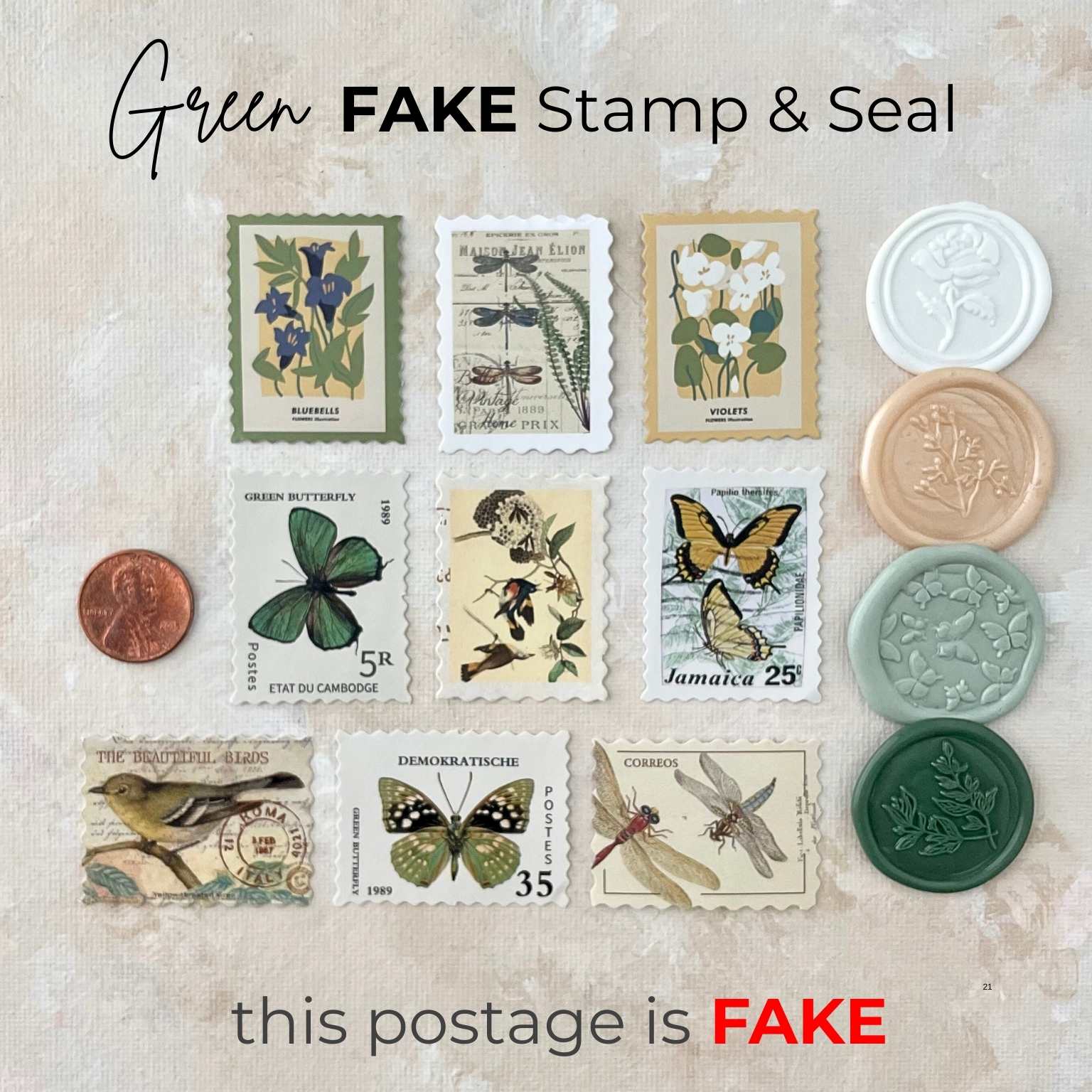 Mini Styling Kit Olive Green; Postage & Wax Seals