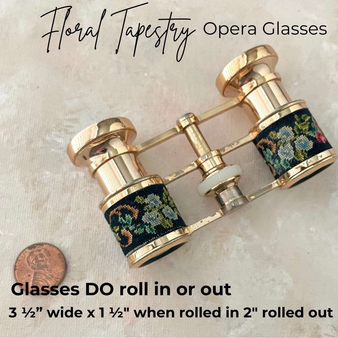 Needlepoint Black and Gold Opera Glasses -  Opera Glasses