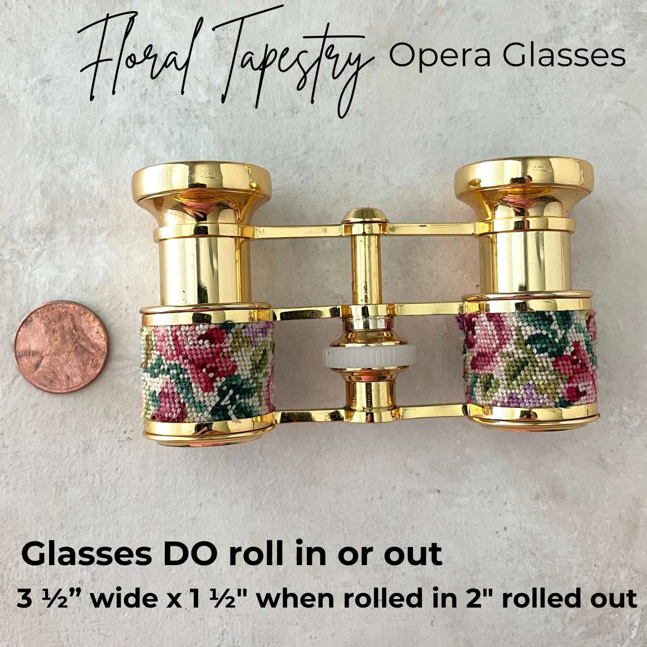 Floral Needlepoint and Gold Opera Glasses -  Opera Glasses