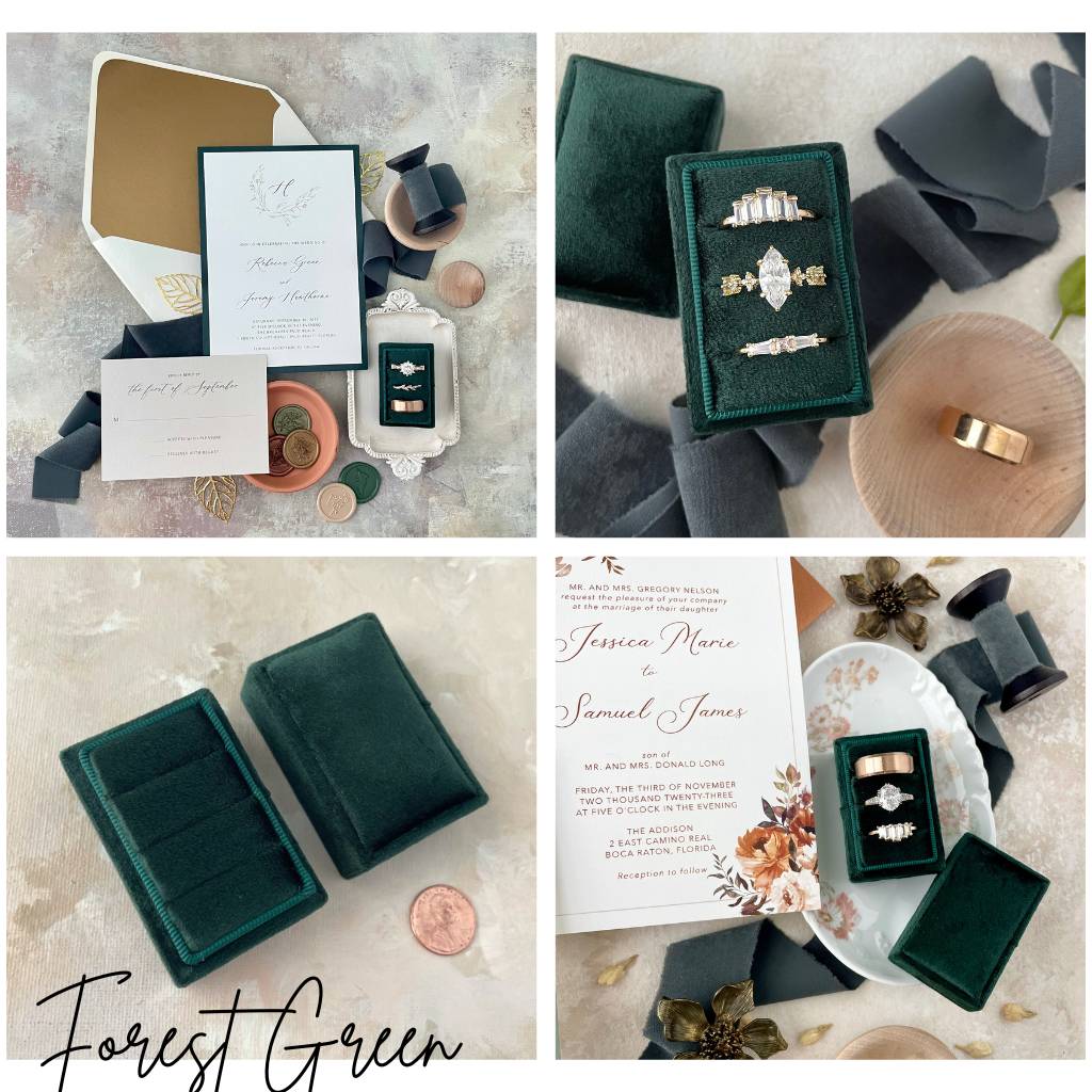 3 Slot Forest Green Ring Box